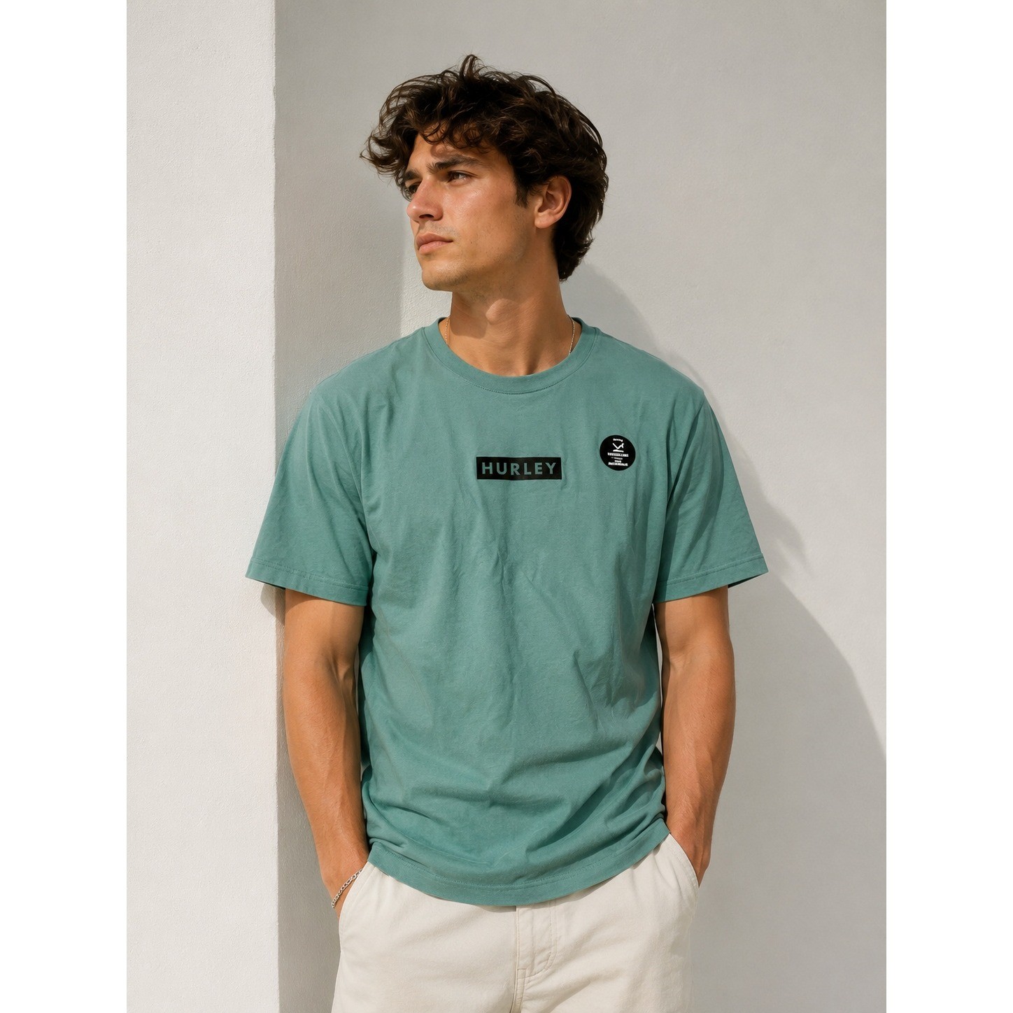 Hurley Mens Boxed Logo Graphic Tee Small Mint Green Cotton Jersey NWT