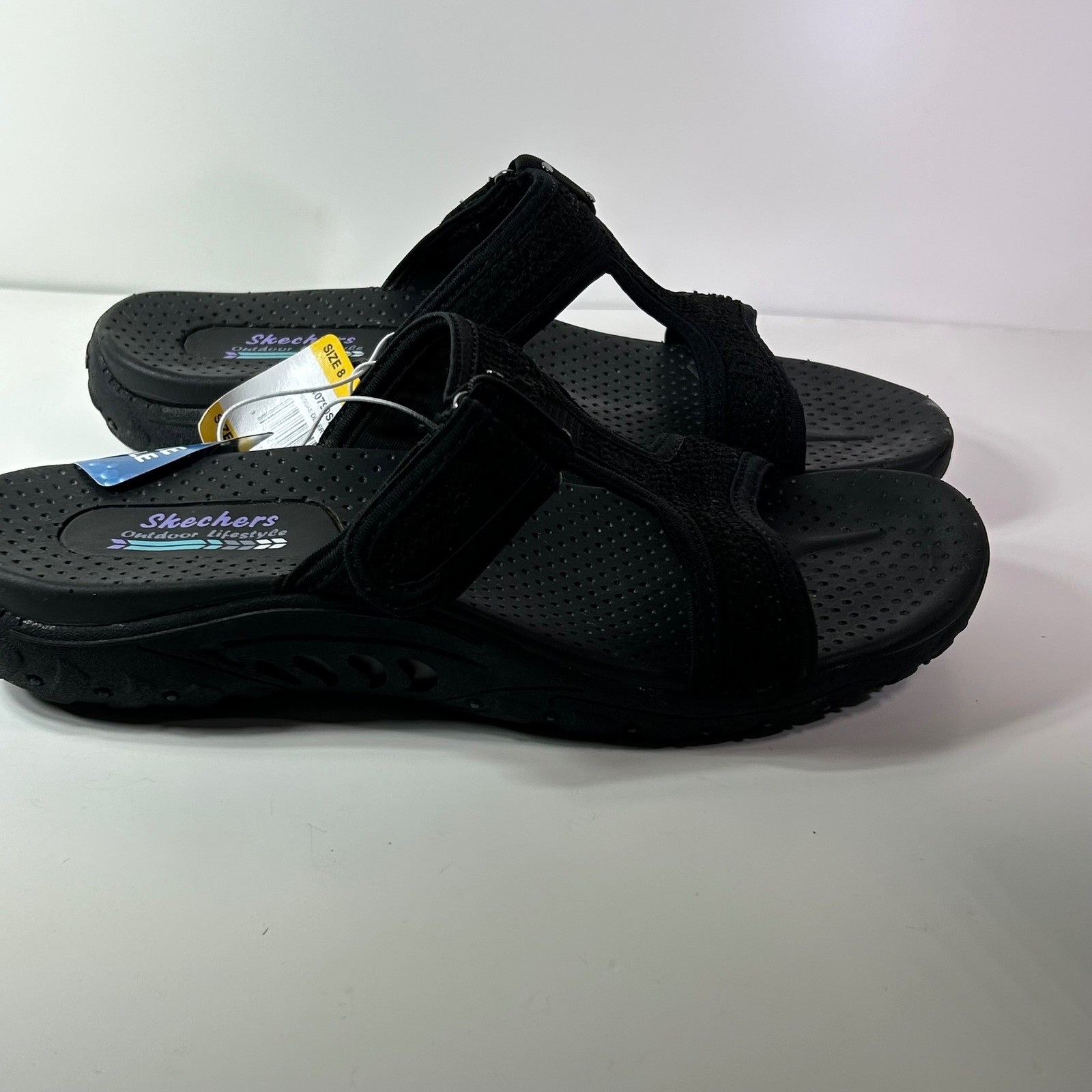 Skechers Reggae Desert Escape Black Slide Sandals Womens 8 40790SA NEW