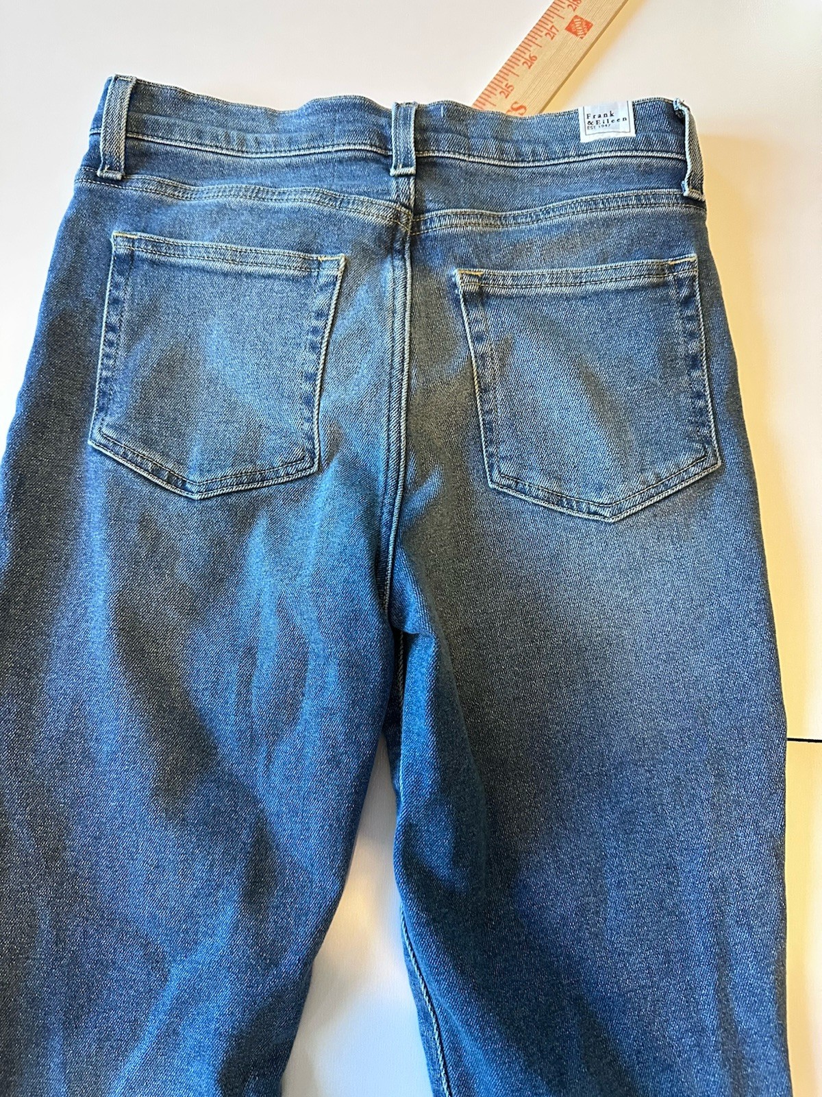 Frank & Eileen Cork Jeans Womens 27 Blue High Rise Button Fly Frayed Hem