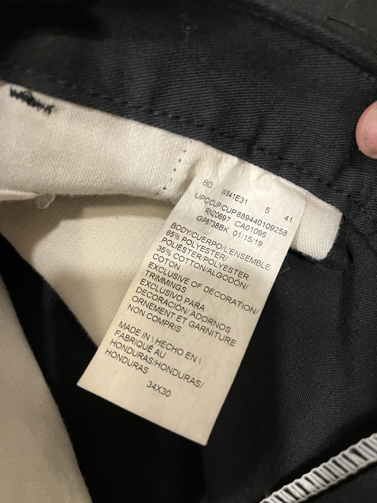 Dickies Men’s Black Work Pants 34×30 Polyester Cotton Blend Honduras MPN W841E31
