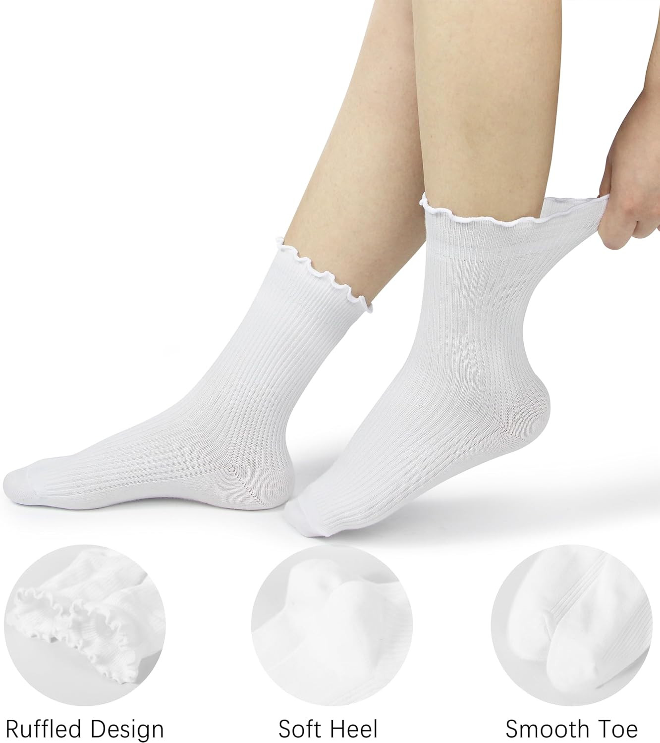 Ruffle Socks Women – Turn-Cuff Frilly Sock – Lightweight Cotton Sock – Athletic