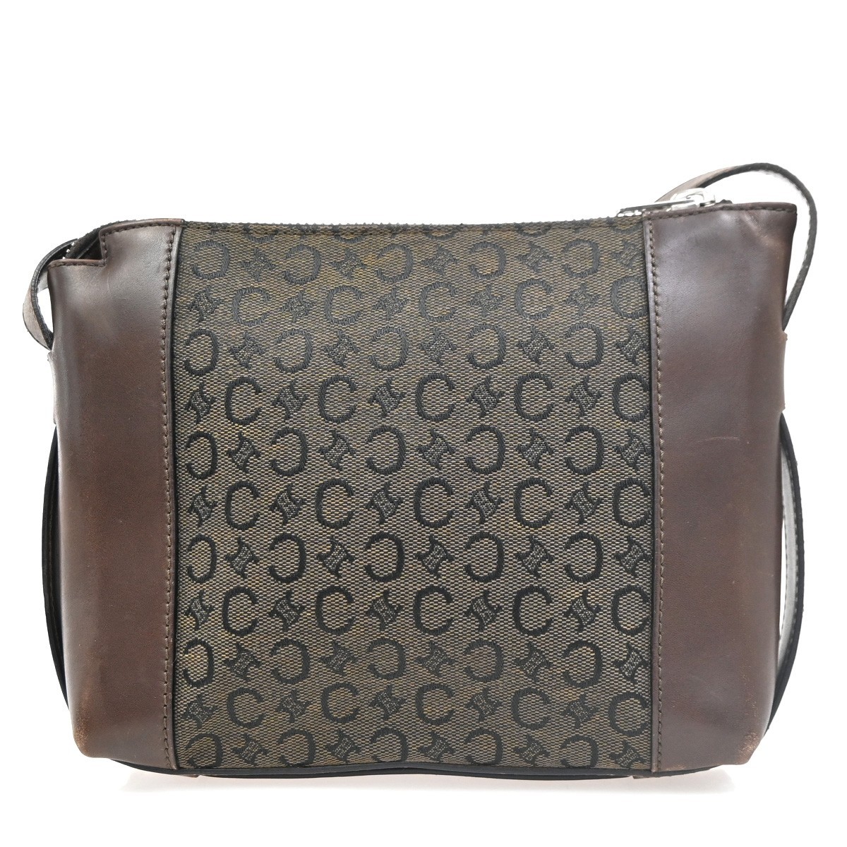 CELINE C Macadam Shoulder Crossbody Bag Canvas Leather Brown SHW Italy 67MA138