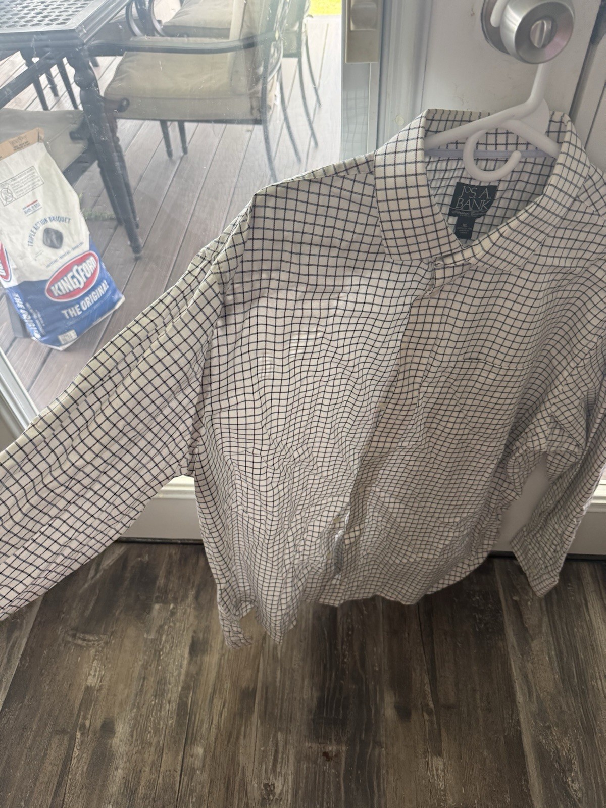 Jos. A. Bank Signature Collection Men’s XL Dress Shirt White/Blue Check Cotton