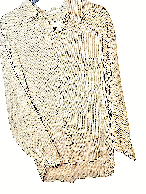 Perry Ellis Shirt Men’s Large Brown Button down Long Sleeve Pocket Cotton