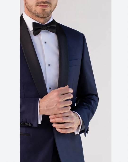 AFTER 6 Navy Blue Shawl Tuxedo Smoking Jacket Sport Coat Suit Blazer 38S Wool