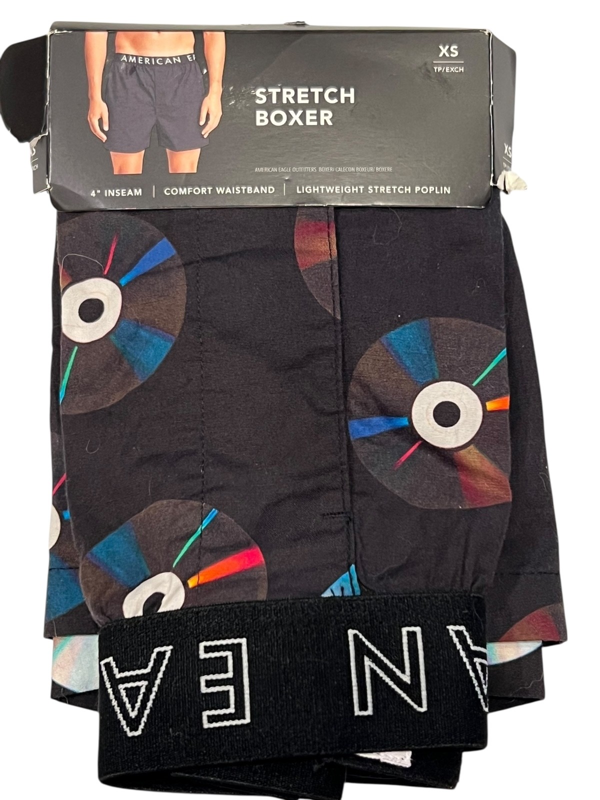 NWT AMERICAN EAGLE 4″ Stretch Boxer Sz XS-S-XL Blac CDs #92