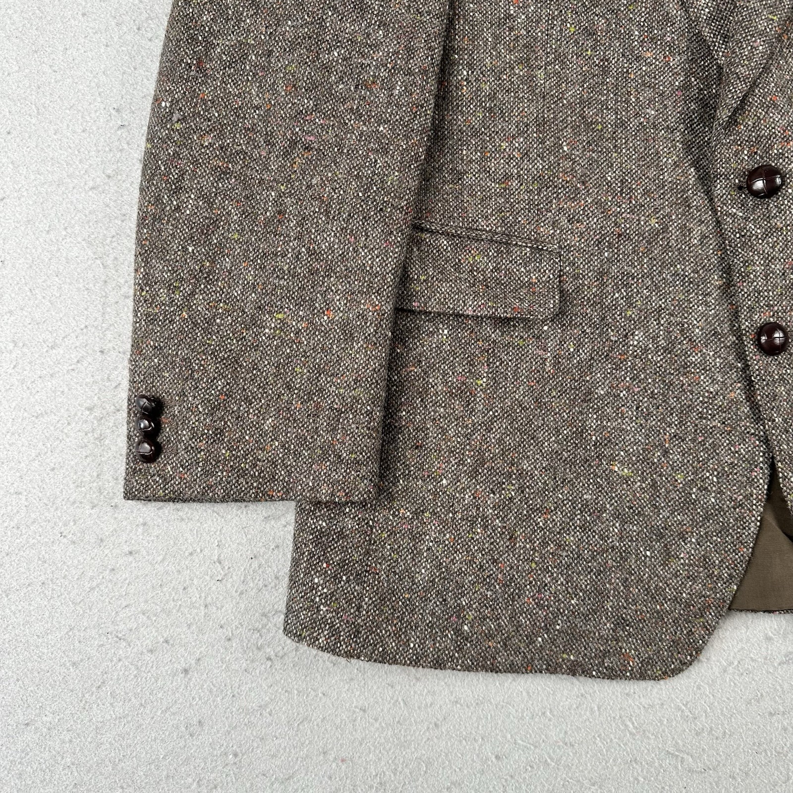 John Molloy Blazer Men’s 40 Long Brown Donegal Tweed Wool Jacket 2 Button