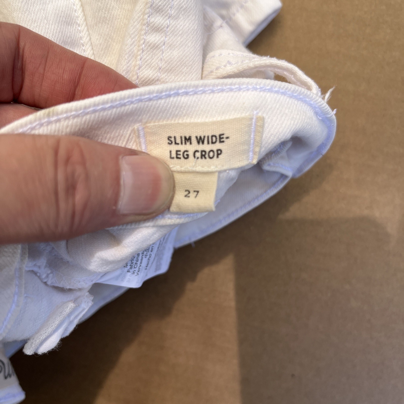 Madewell Slim Wide-Leg Crop Pants White Size 27 Button Closure Zipper Fly