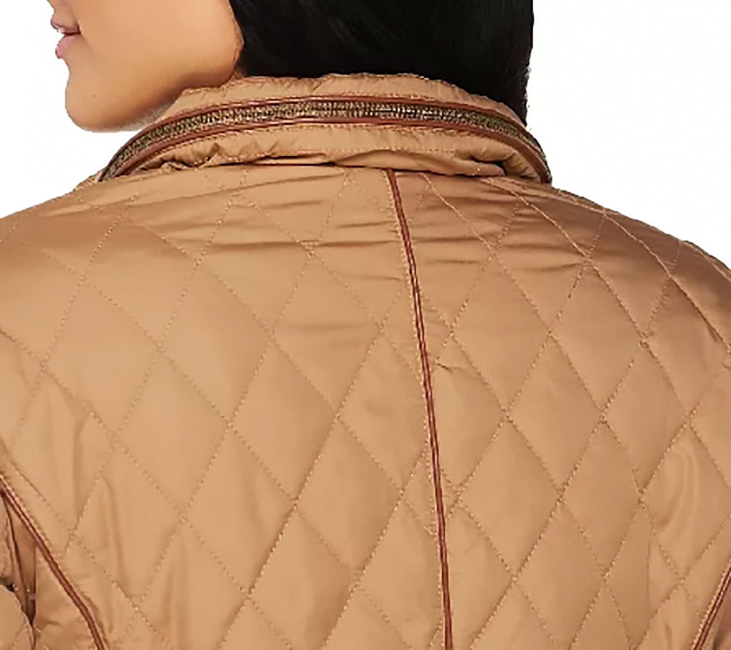 DENNIS BASSO Size S Water Resistant Quilted Jacket with Zip Out Hood COGNAC