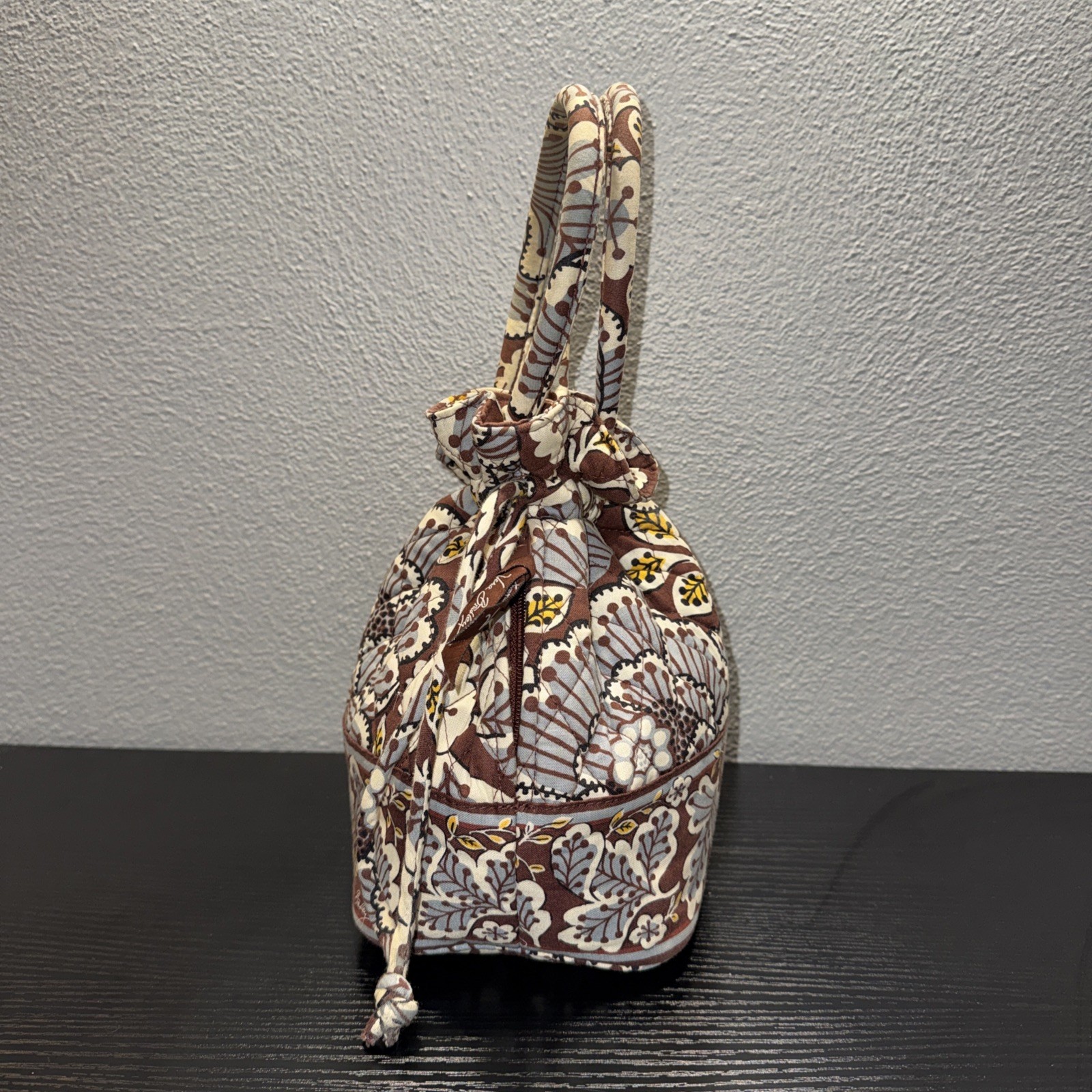 Vera Bradley Slate Blooms Print, Bucket Tote Drawstrings Two Handles