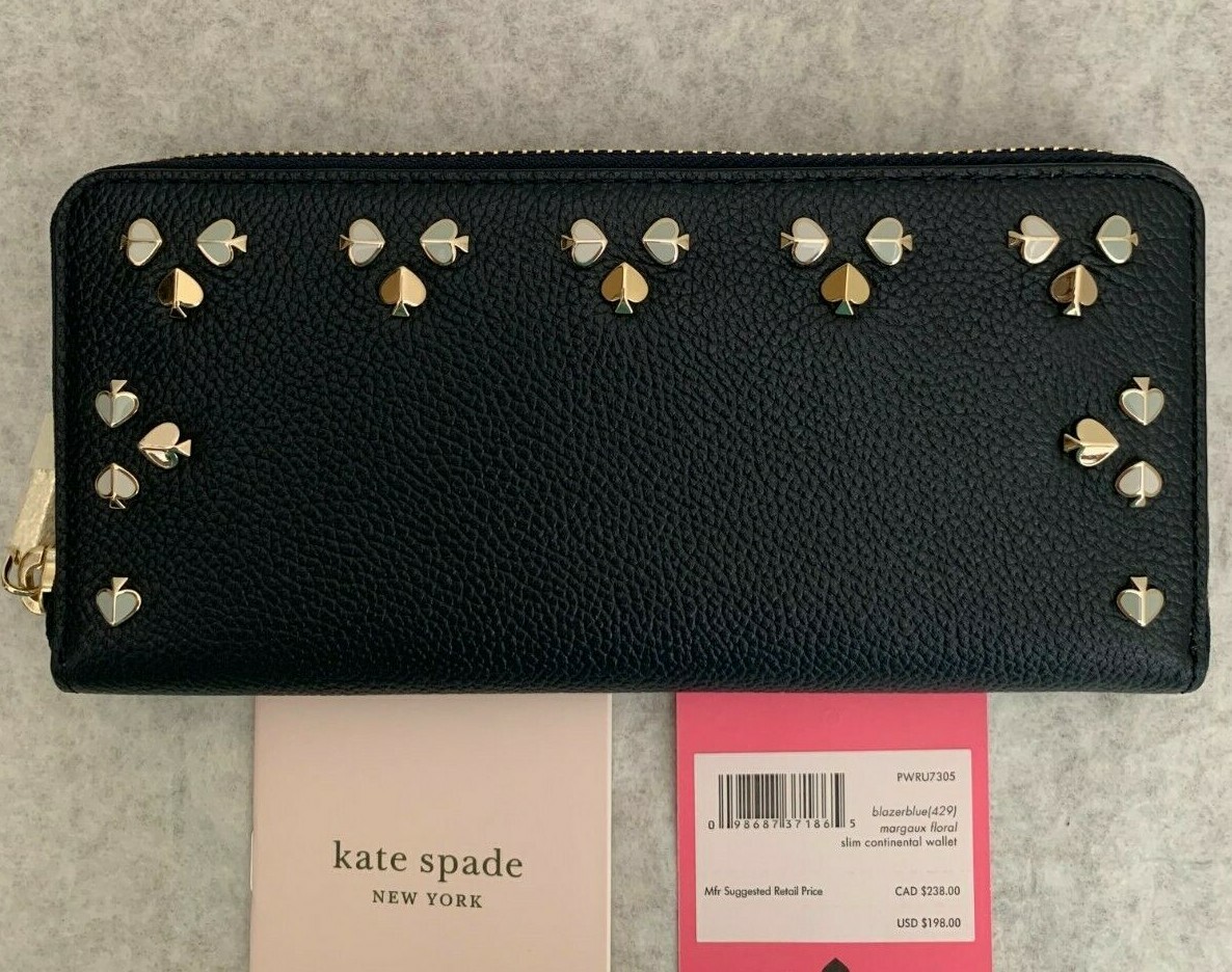 NWT Kate Spade Margaux Floral Slim Continental Wallet $198 BLAZER BLUE PWRU7305