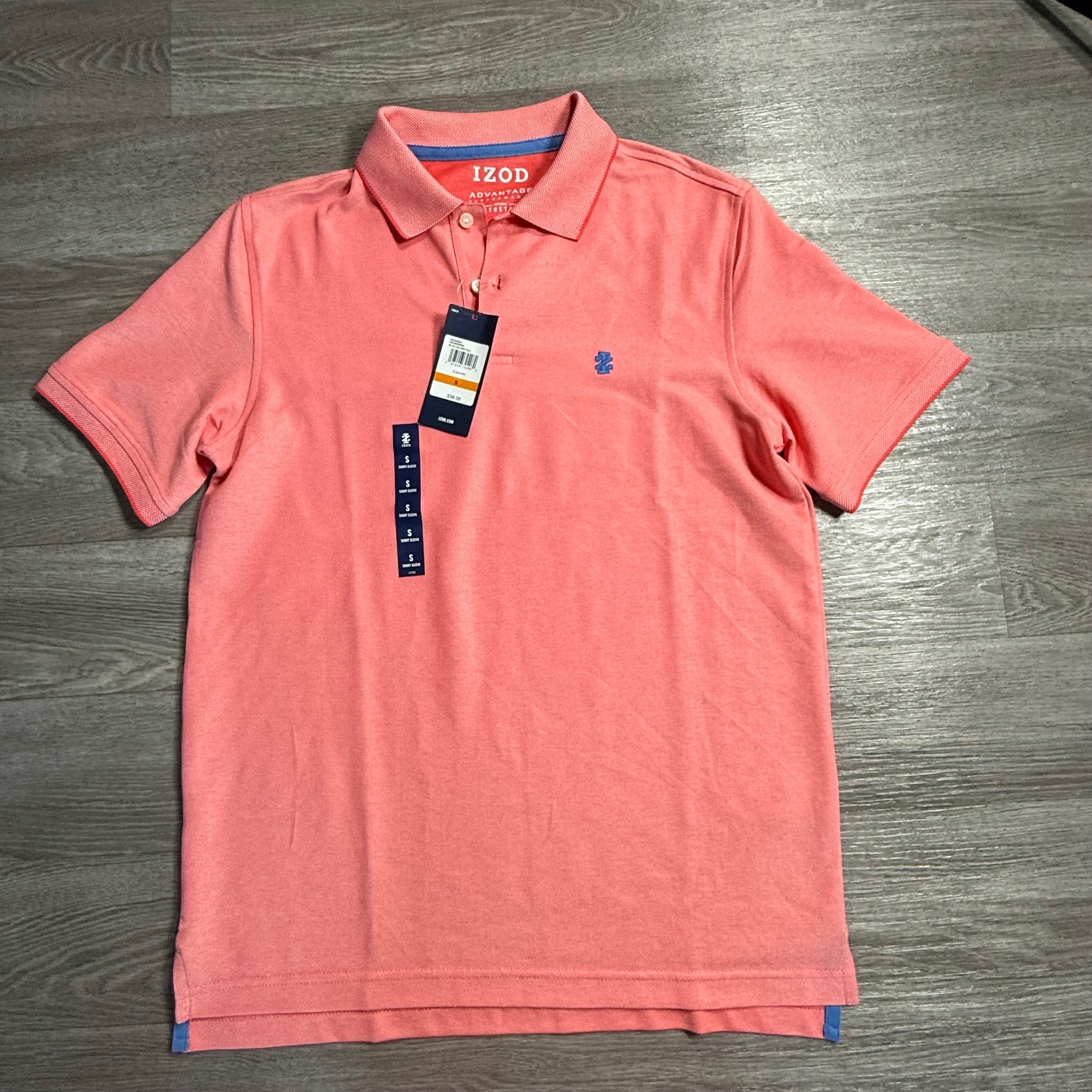 IZOD Advantage Performance Polo Shirt Mens Small Dubarry Pink Short Sleeve New