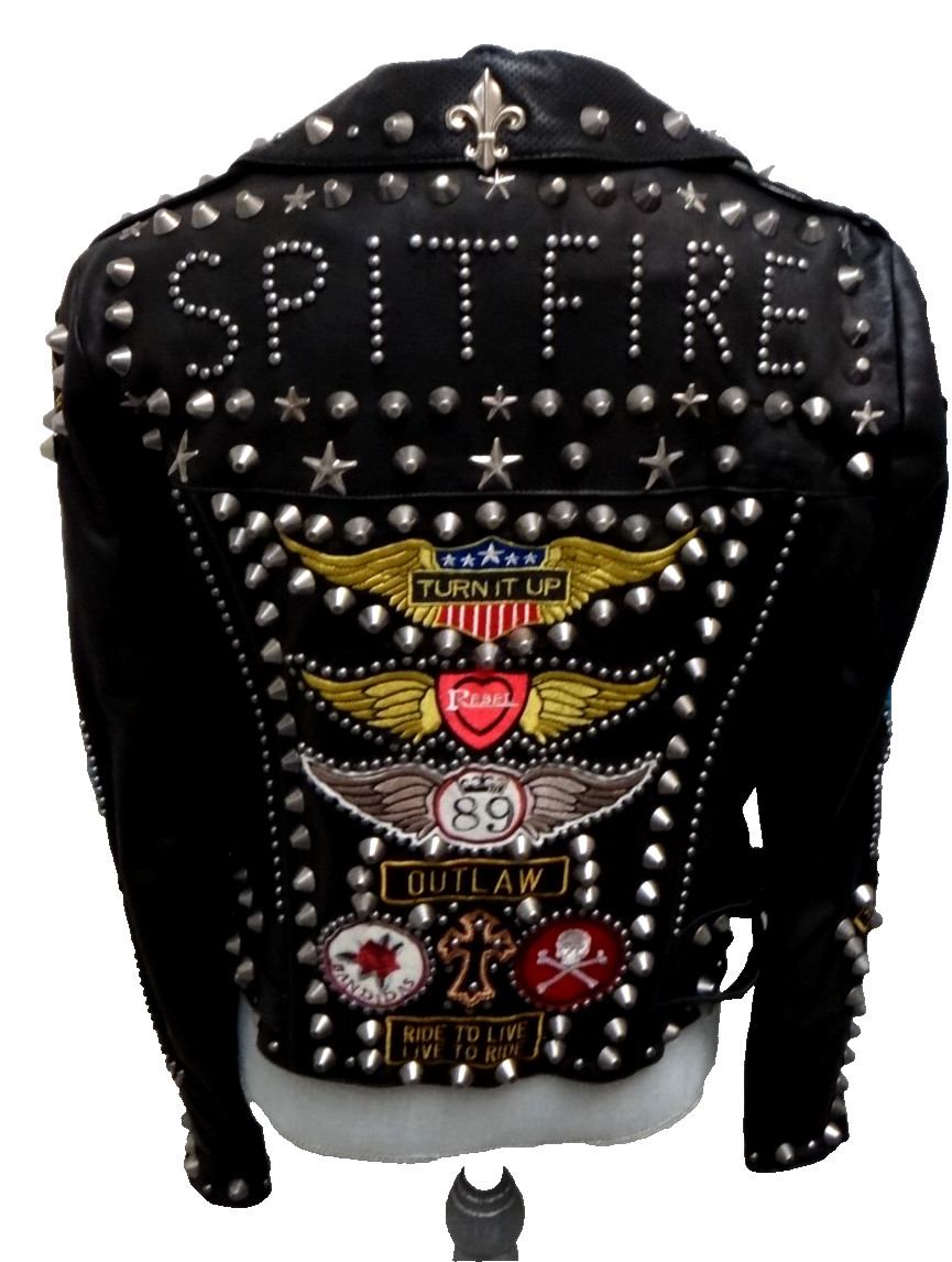 Double D Ranch Angels on Horseback Biker Jacket Embellished Black Leather Size M