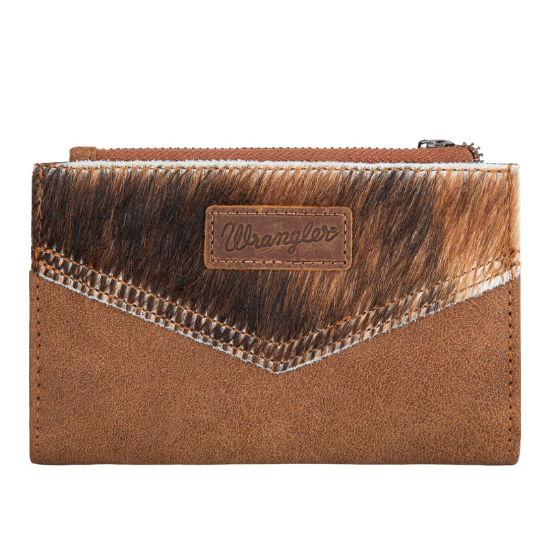Wrangler Brown Genuine Hair-On Cowhide Bi-Fold Card Wallet WG162-W0332BR