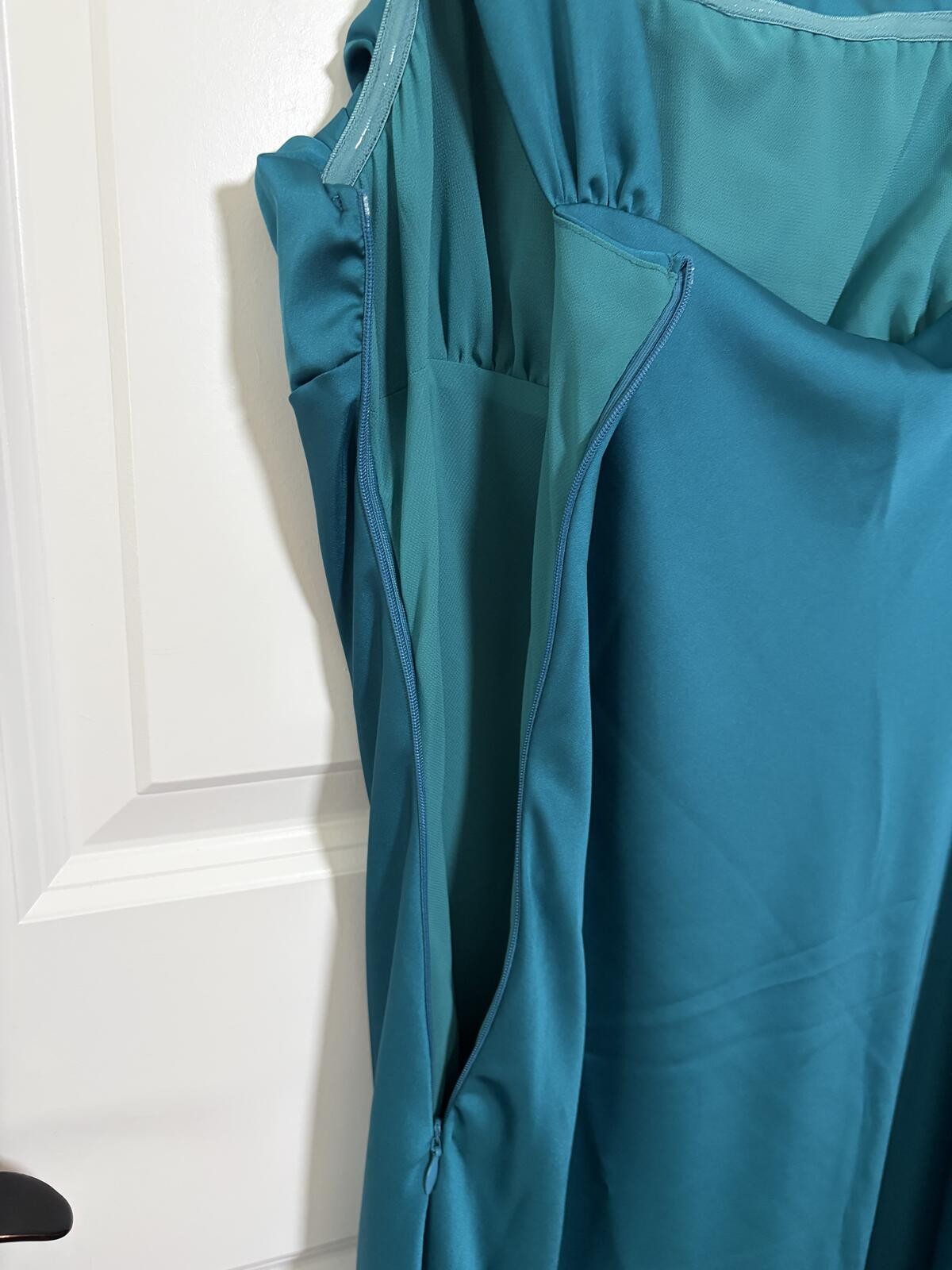 Teal Sleeveless Maxi Dress 100% Polyester With Side Zipper