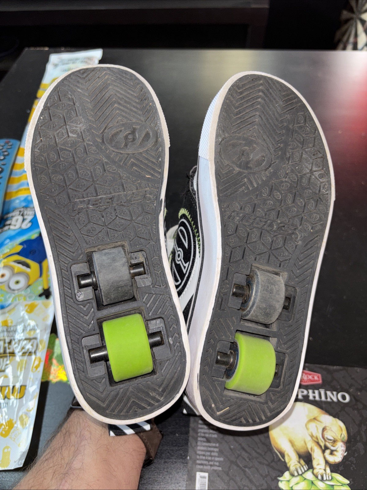 Heelys Kids’ Rocket x2 Shoes Black/White/Charcoal/Neon Green – HE100848K-BKWCNG,