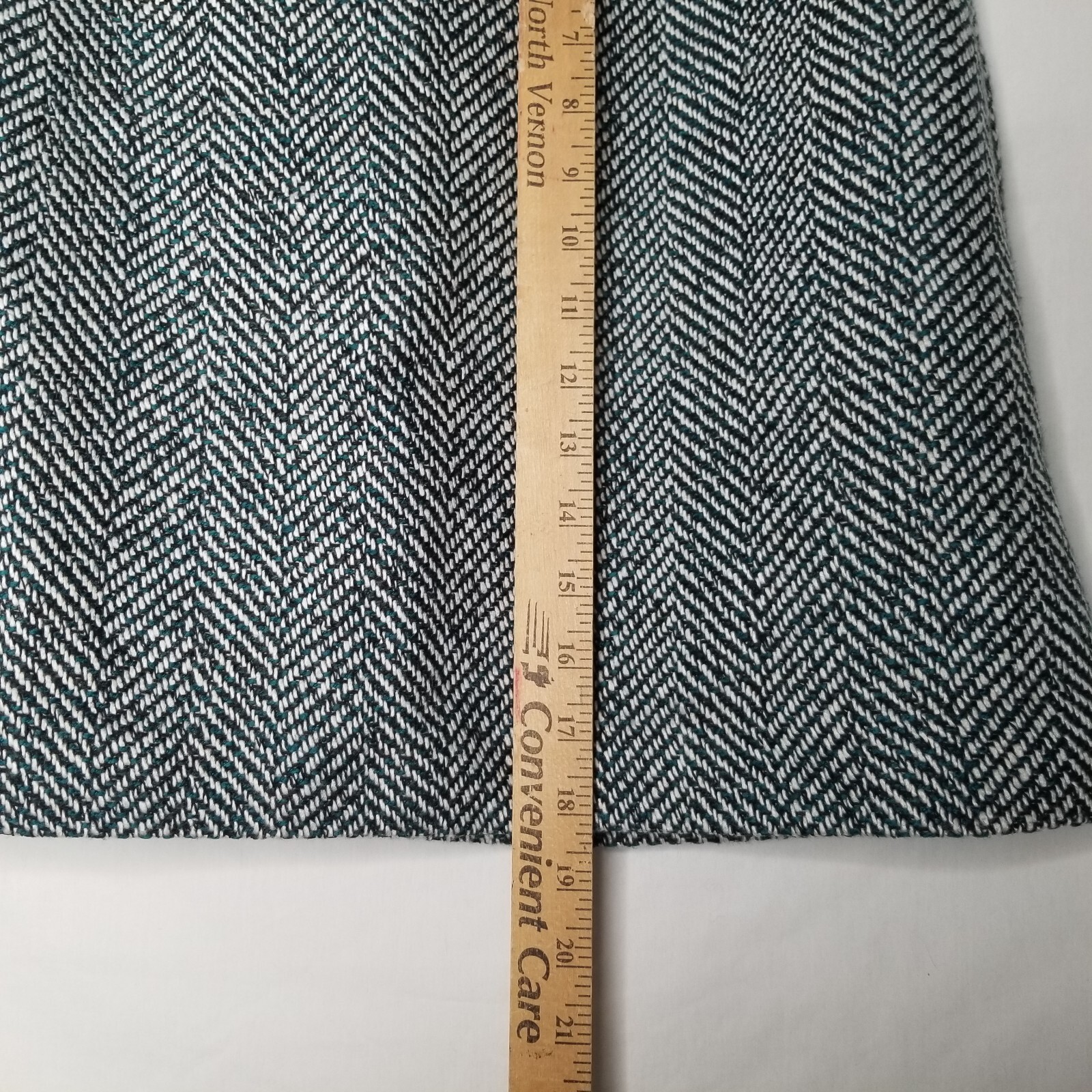 LOFT Wool Acrylic Blend Green Black Tweed Pencil Skirt Classic Size 4 Academia