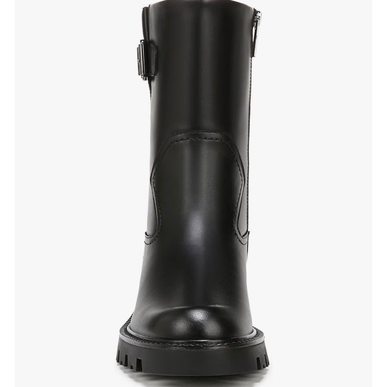 Franco Sarto L-Brina Womens Black Leather Moto Lug Sole Platform Boots Size 6M