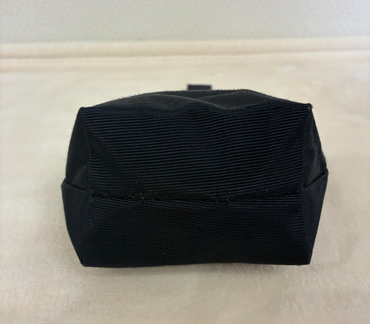 CELINE Mini Pouch Bag Black Nylon Ring Handle Authentic