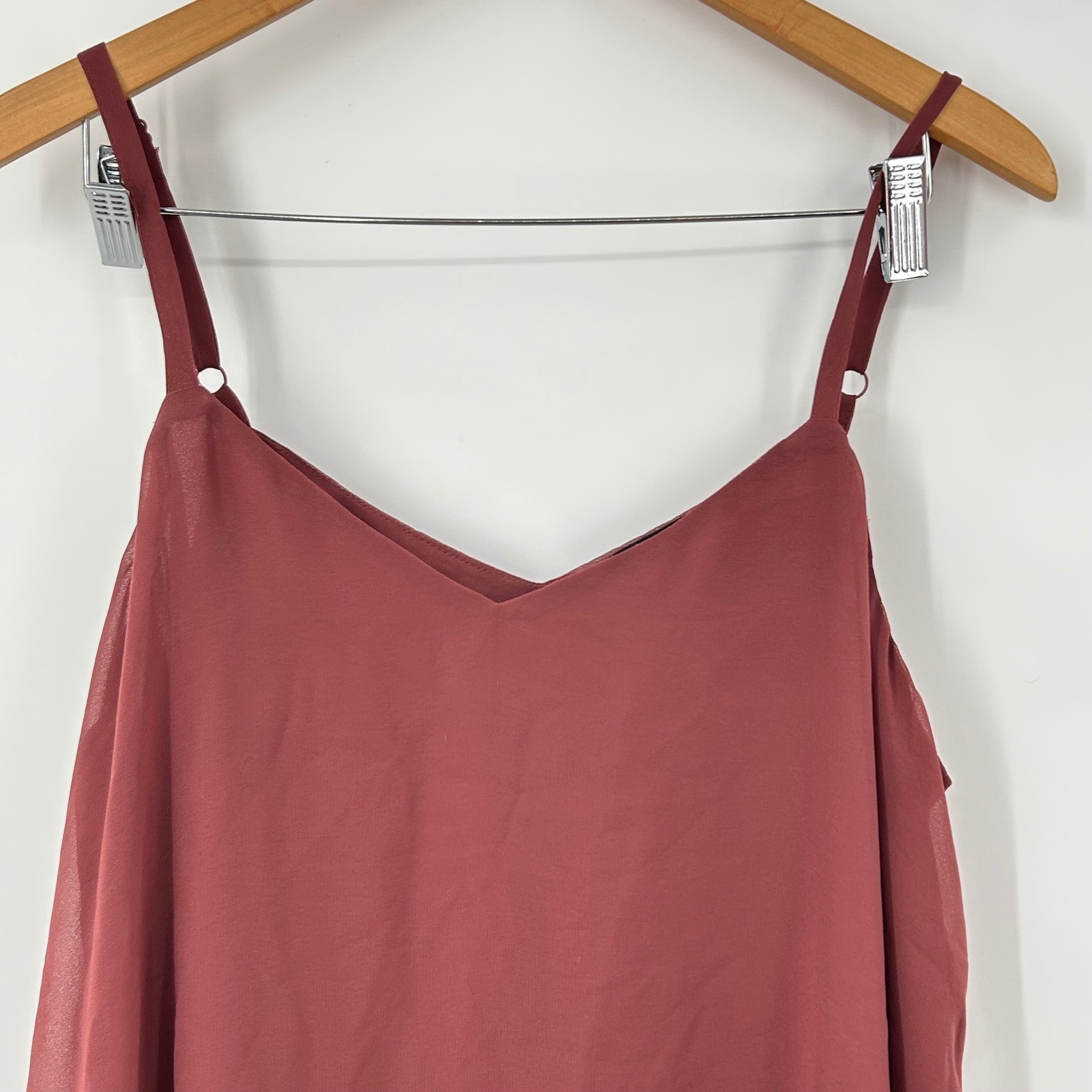 Womens Plus Size Torrid Chiffon Camisole Rosewood Mauve Layered Tank Top 0 L