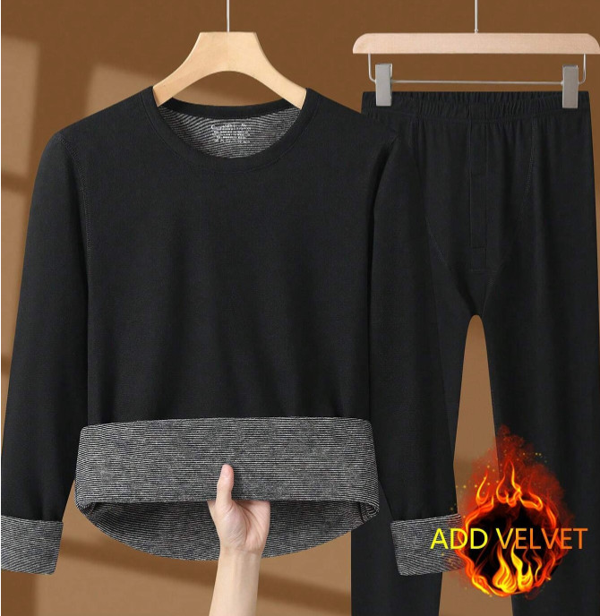 Men Fleece Lined Thermal Underwear Set Warm Soft Fit Long Johns Tops and Pants