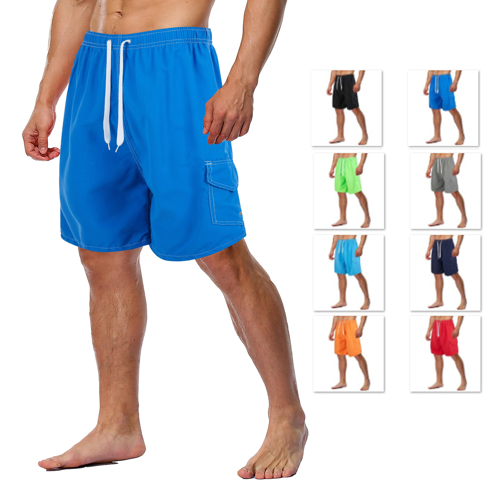 Men’s 3 Pocket Cargo Swim Trunks Swimming Shorts Suit Beach Surf Board Wear 3211