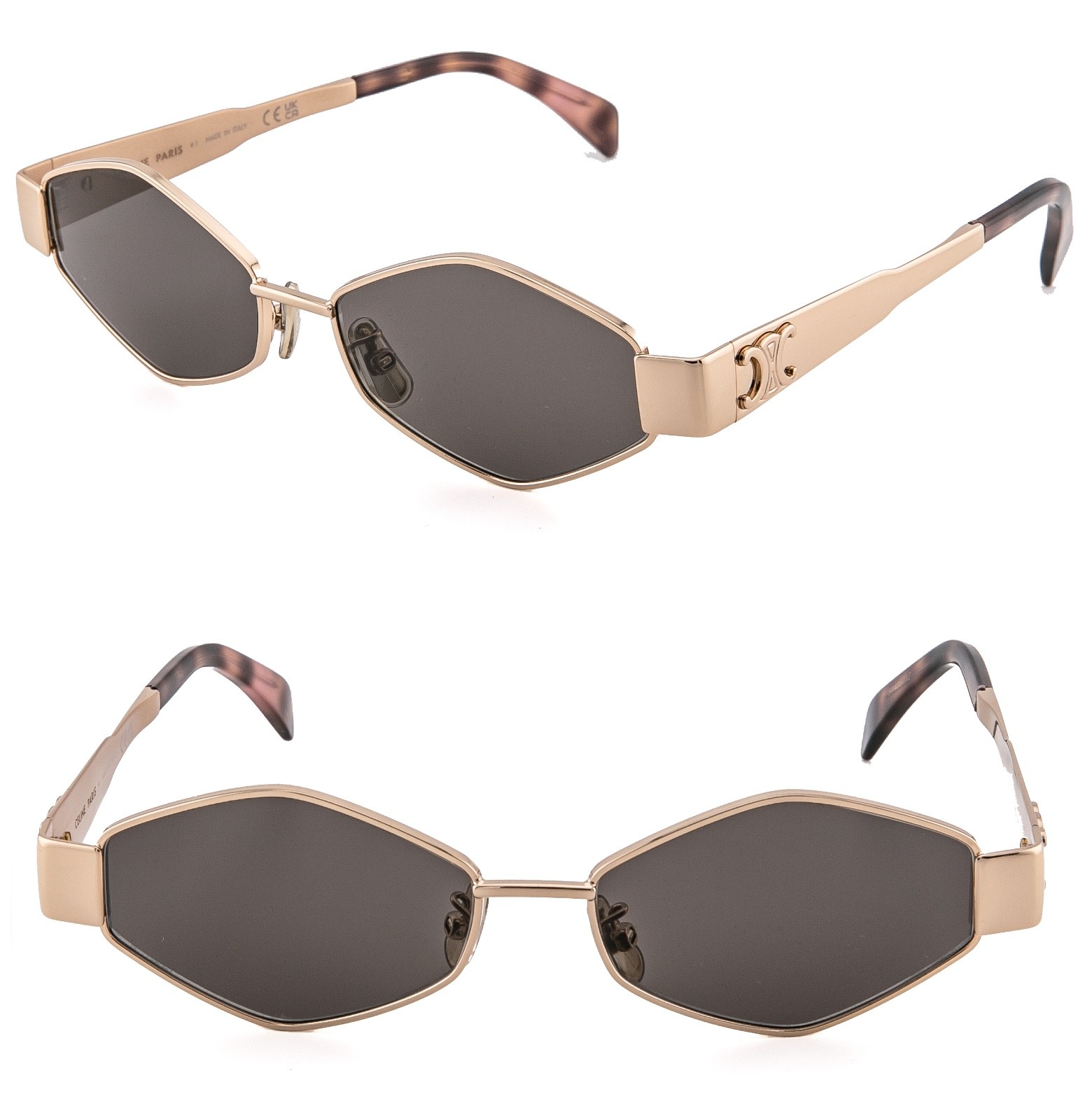 CELINE CL40254U 40254 METAL TRIOMPHE Rose Gold Oval Unisex Sunglasses 28A
