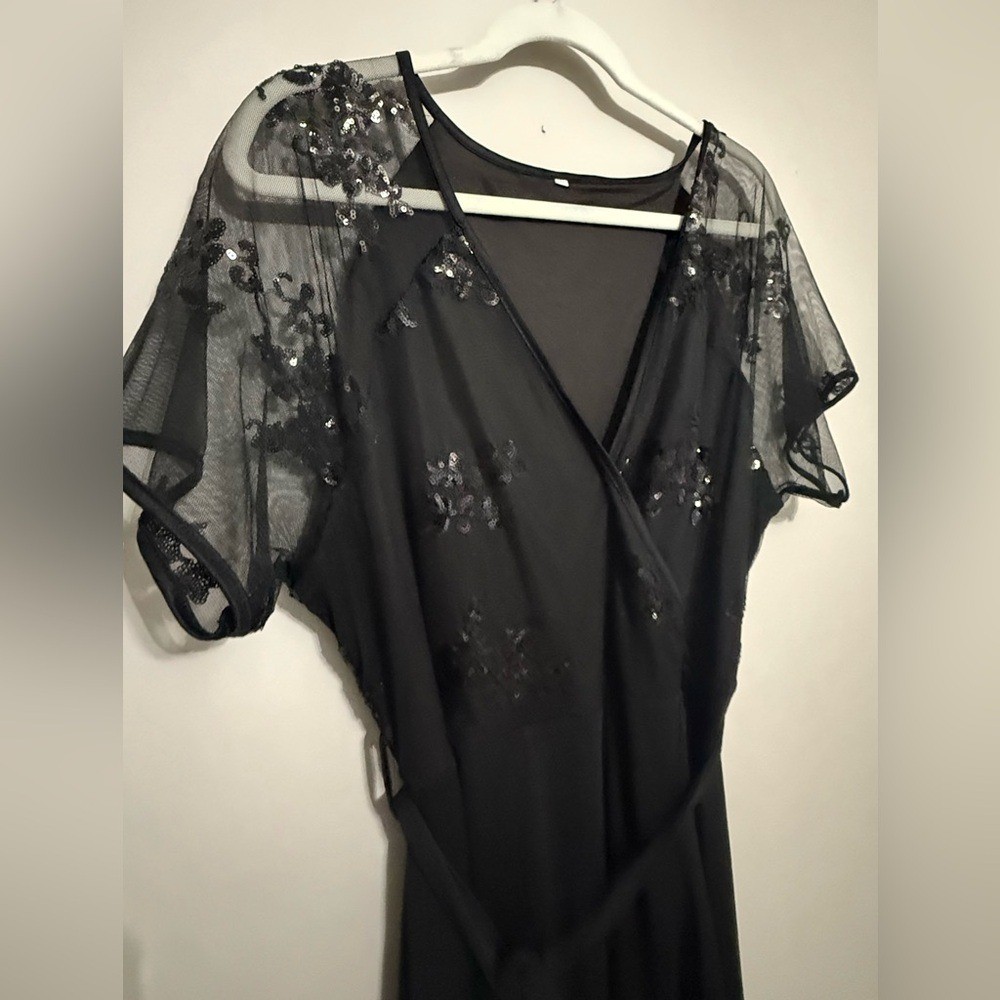 Source Unknown Plus Size 2X Party Sequin Black High Low Dress 283