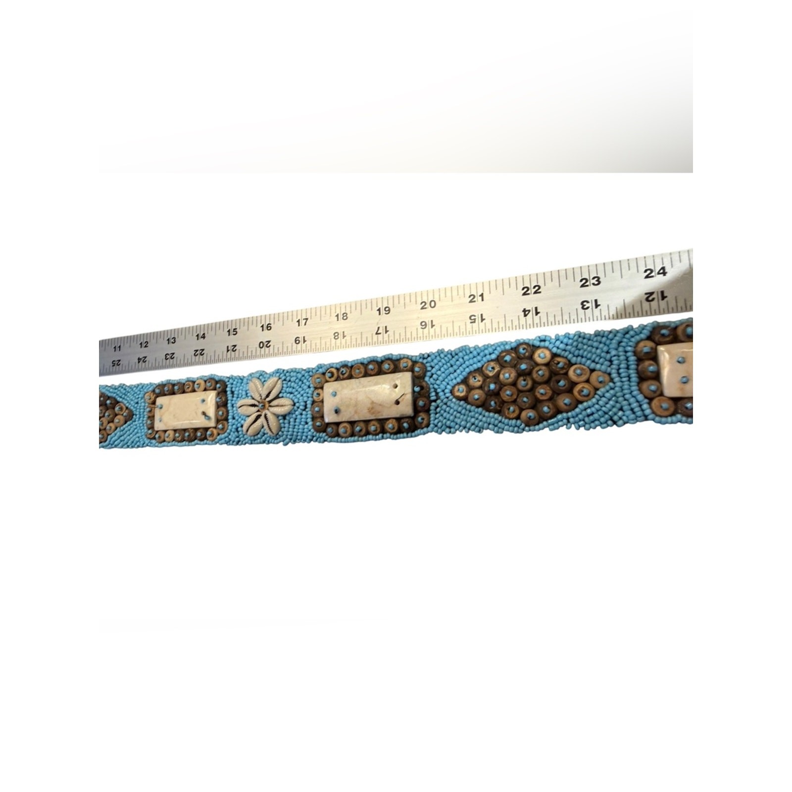 Beaded Blue and Brown Embellished Belt Ties 32” (Not Including Ties)