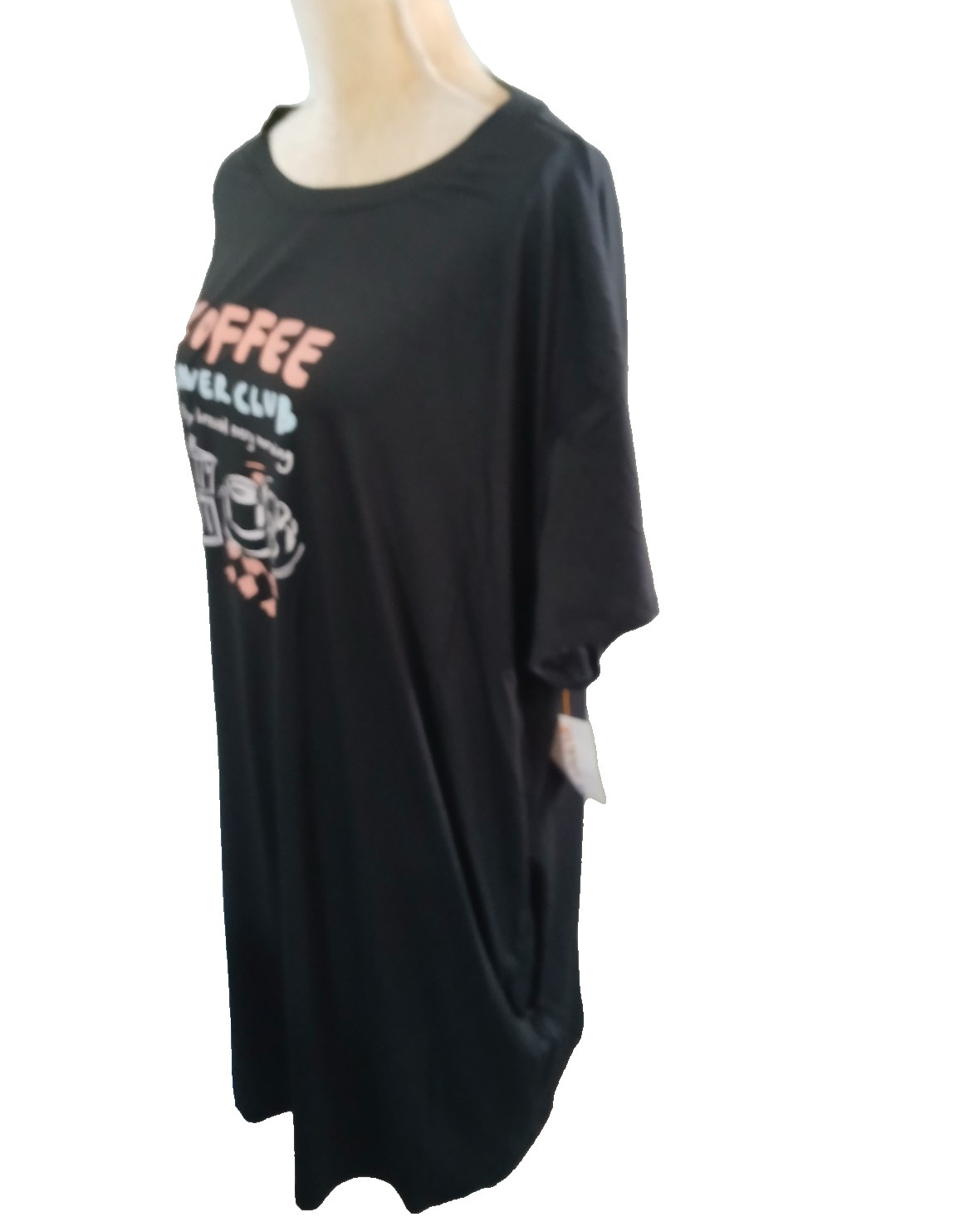 NWT Joyspun black Coffee Lover Club night shirt nightgown L-XL sleep shirt