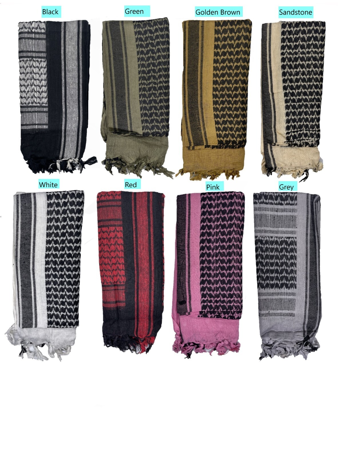 Heavyweight 100% Cotton Shemagh Tactical Desert Arab Keffiyeh Head Cover Scarf