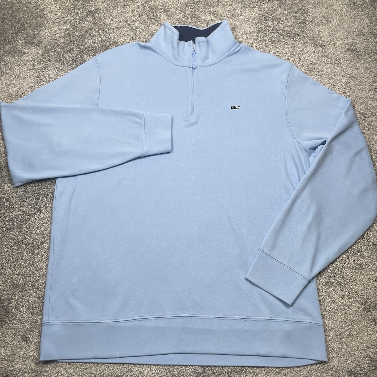Vineyard Vines Men’s Large Blue Quarter Zip Pullover Sweatshirt Cotton Whale