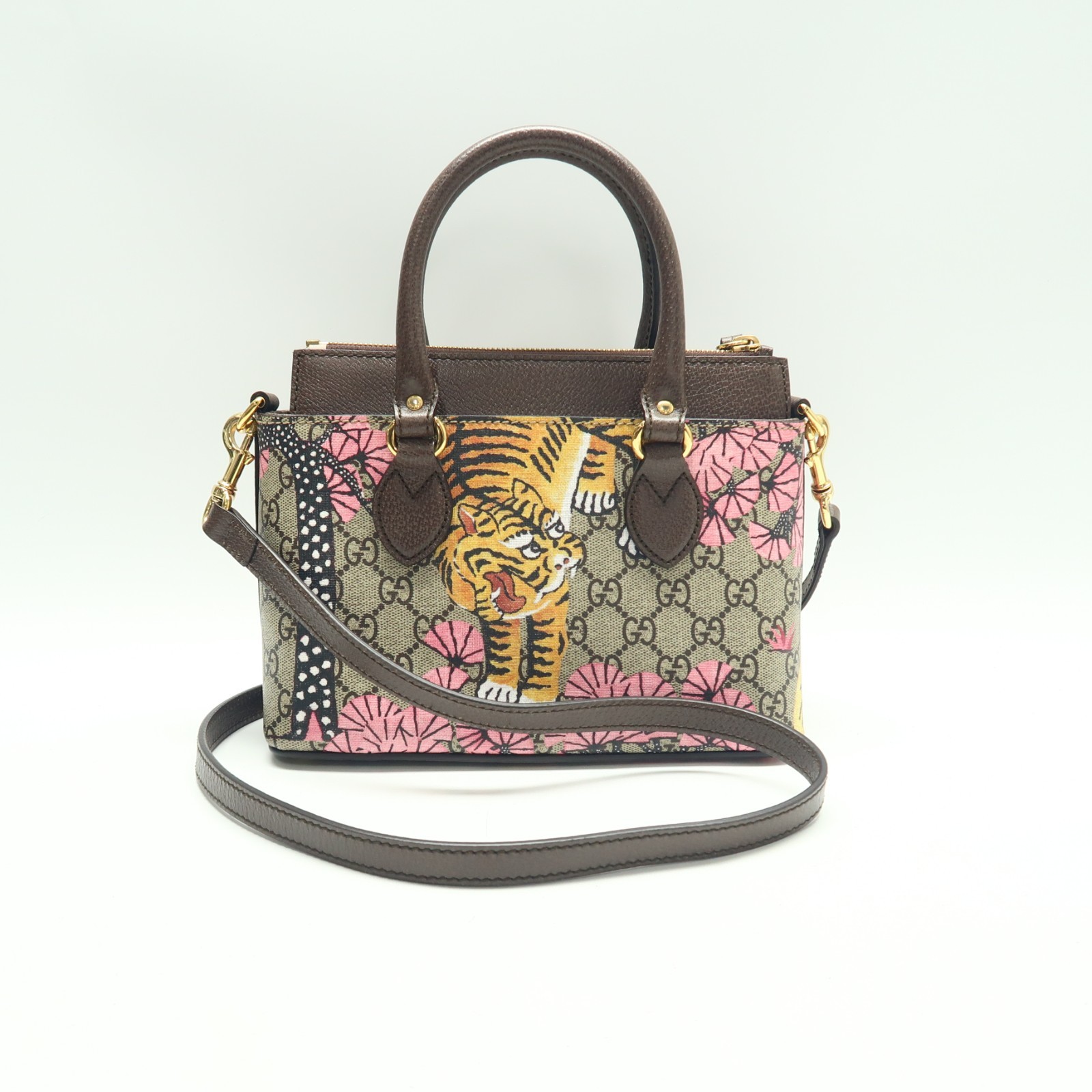 Gucci Blooms Brown GG Bengal Tiger Canvas Satchel T10400162