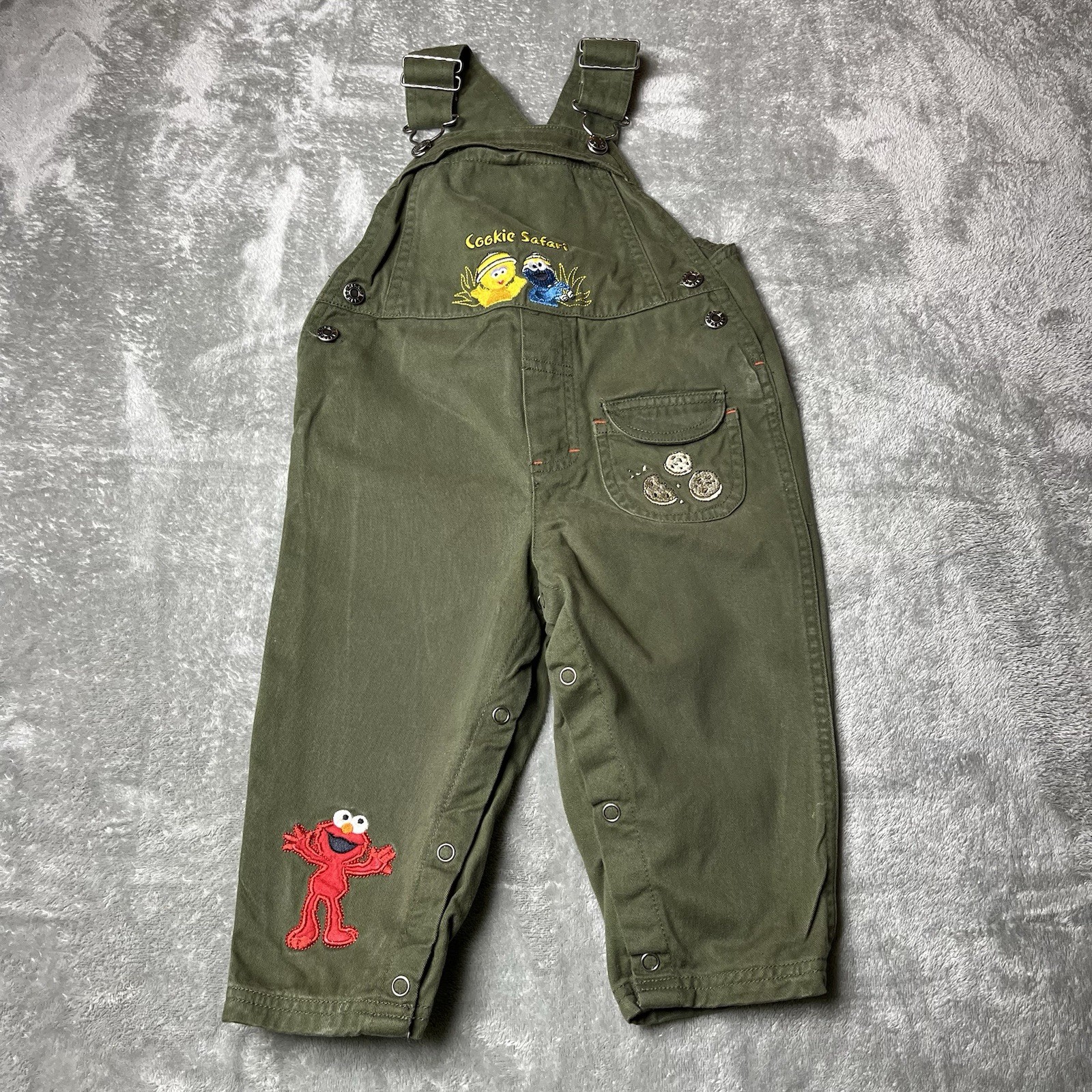 RARE Vintage Sesame Street Cookie Safari Overalls 24 Months Elmo Big Bird
