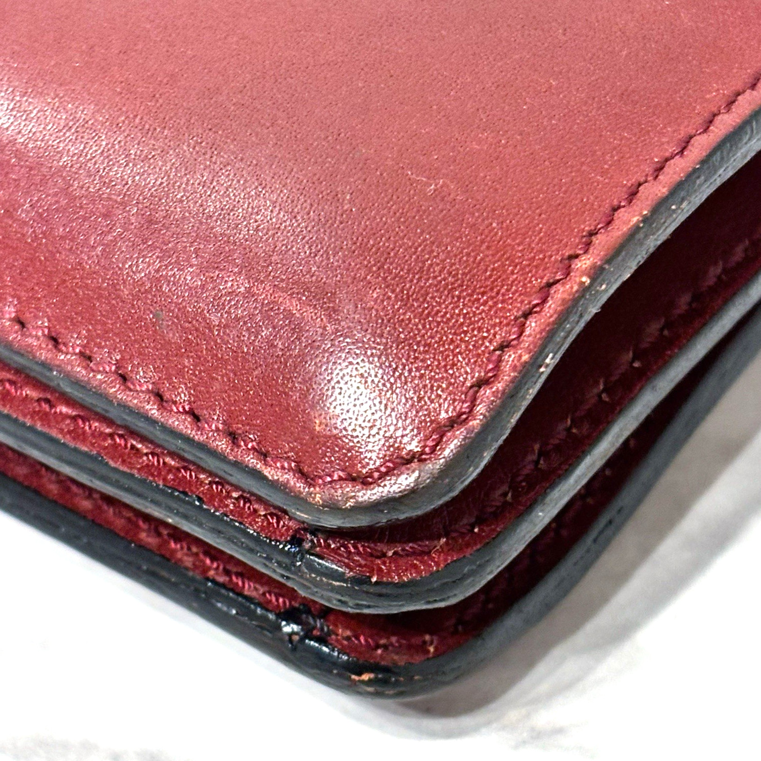 Cartier Briefcase Business Bag Leather Bordeaux Red Authentic