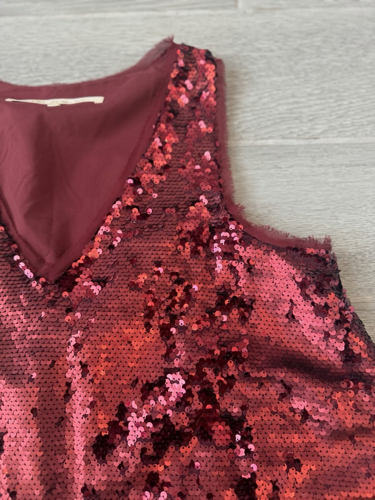 RACHEL Rachel Roy Red Wine Sequin A-Line Sleeveless V-Neck Dress Women’s Size S
