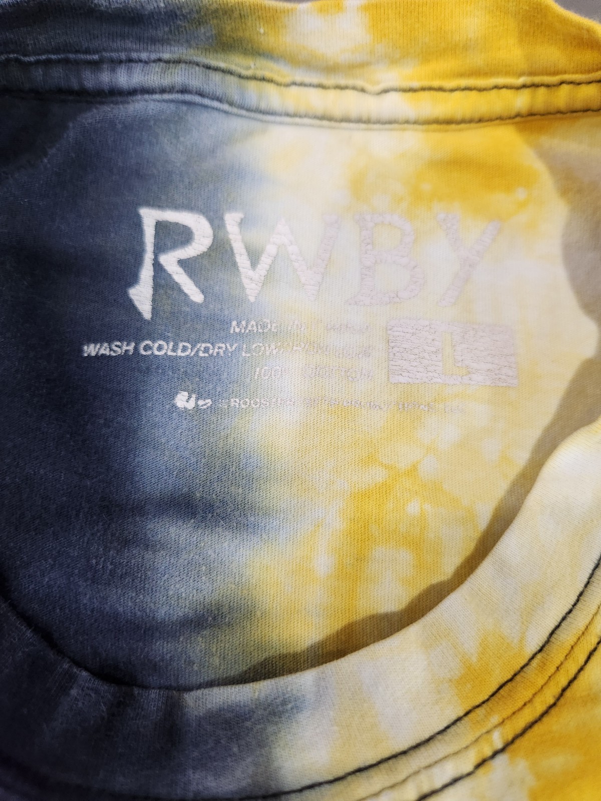 Rare Official RWBY Rooster Teeth Tie-Dye T-Shirt Size L Bumbleby Embroidered Tee