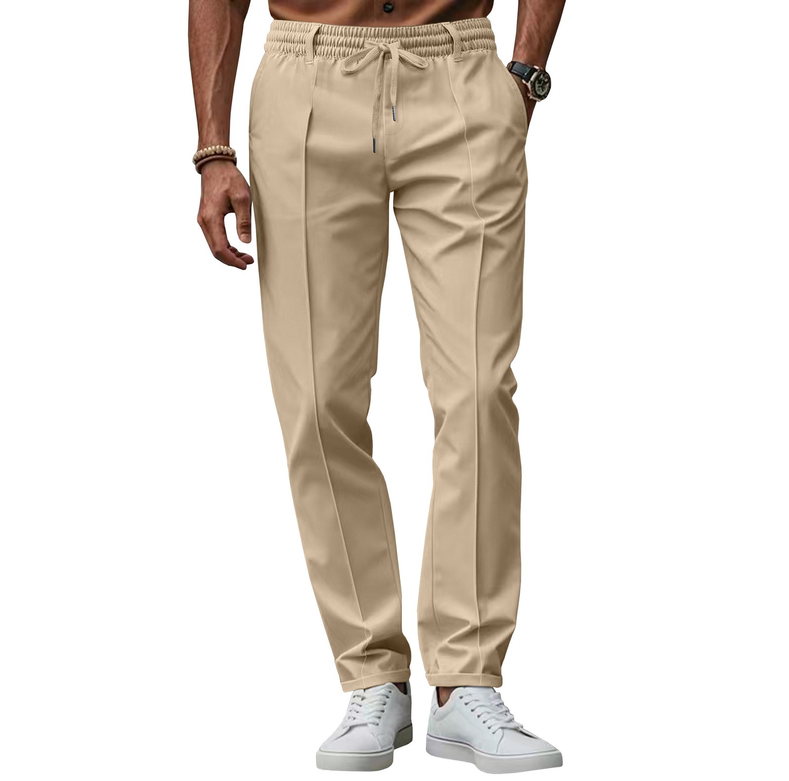 Spring Autumn Solid Minimalist Slim Fit Casual Pants