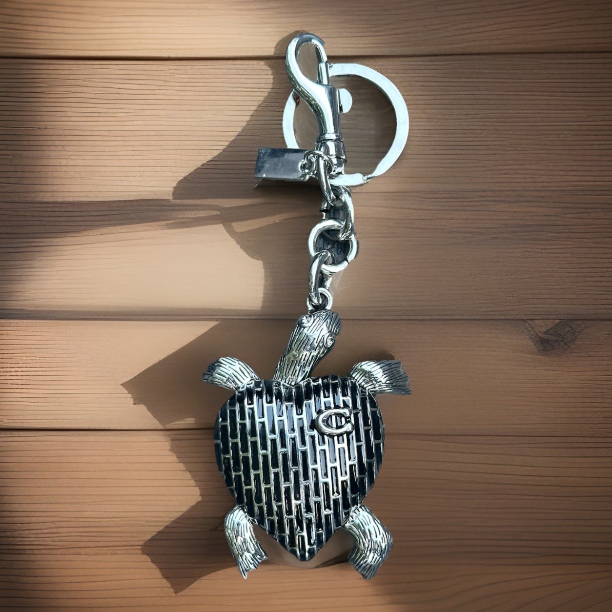 Graphite Black Turtle Bag Charm Keychain | Premium Velvet Dust Bag Included