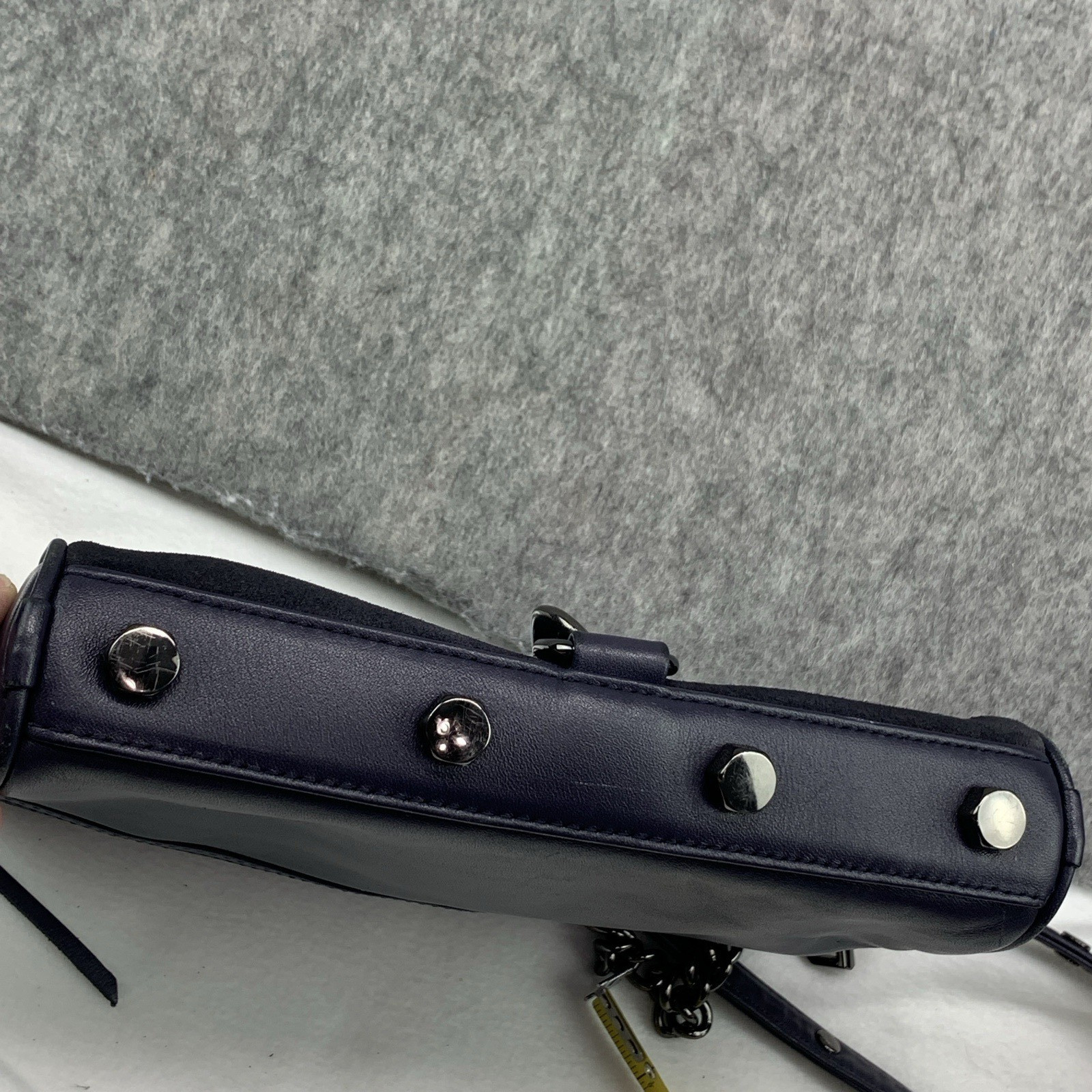 Rebecca Minkoff Blue Mini Mac 100% Genuine Suede Leather Crossbody Purse Blue