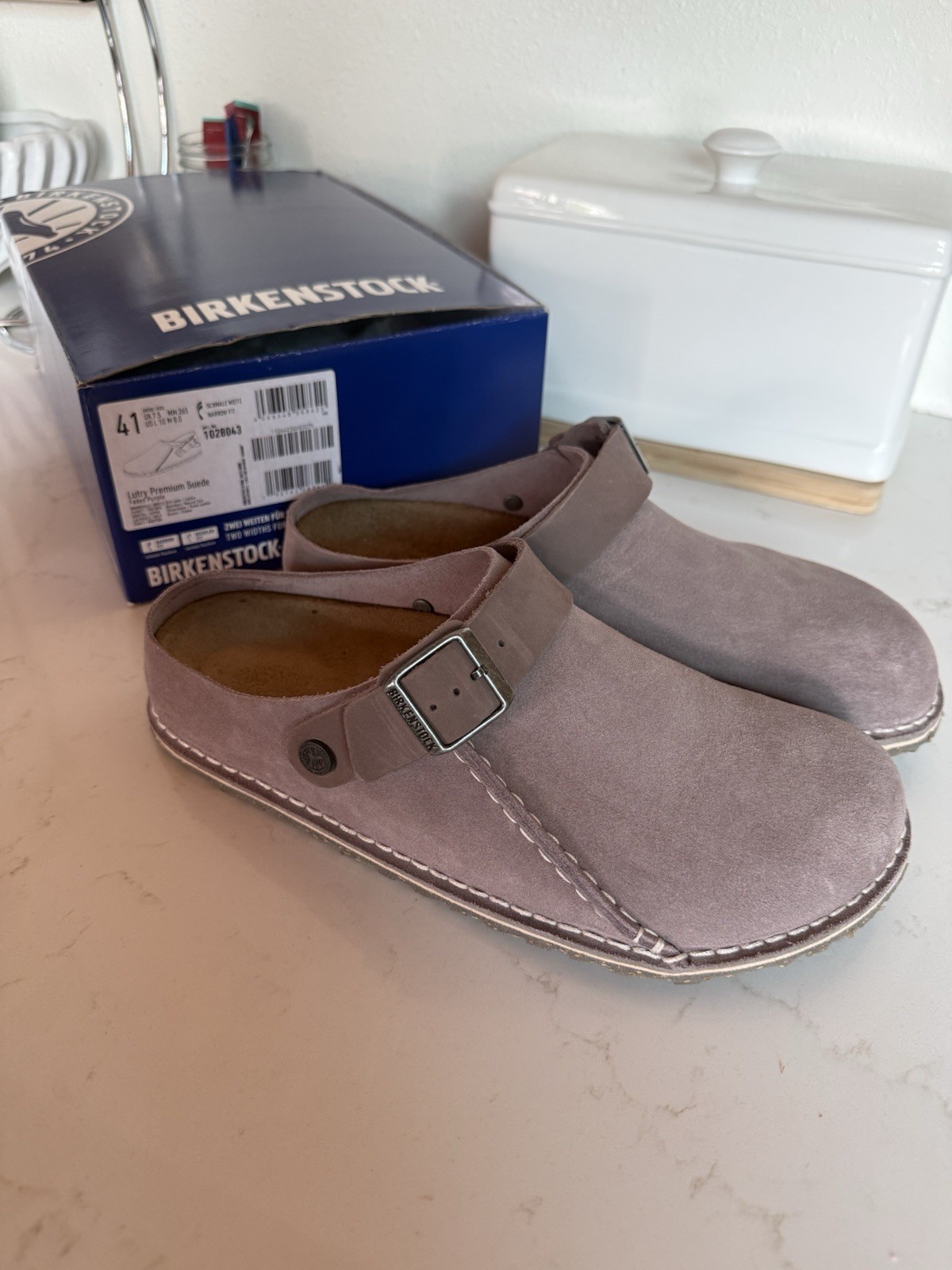 Birkenstock Lutry Premium Suede Faded Purple Size 41