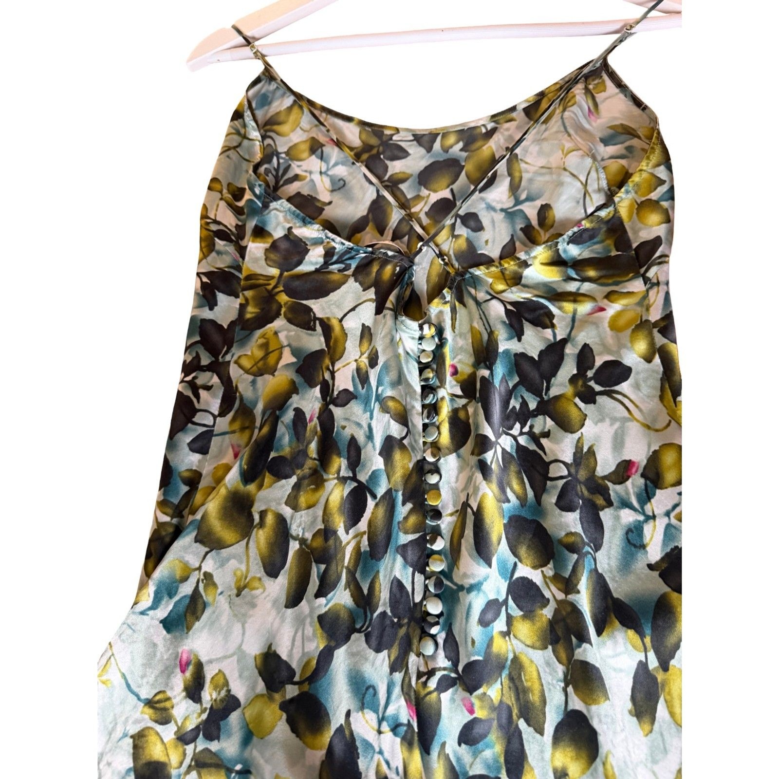 Vintage 90s Victoria’s Secret 100% Silk Floral Slip Mini Dress Crossback Sz M
