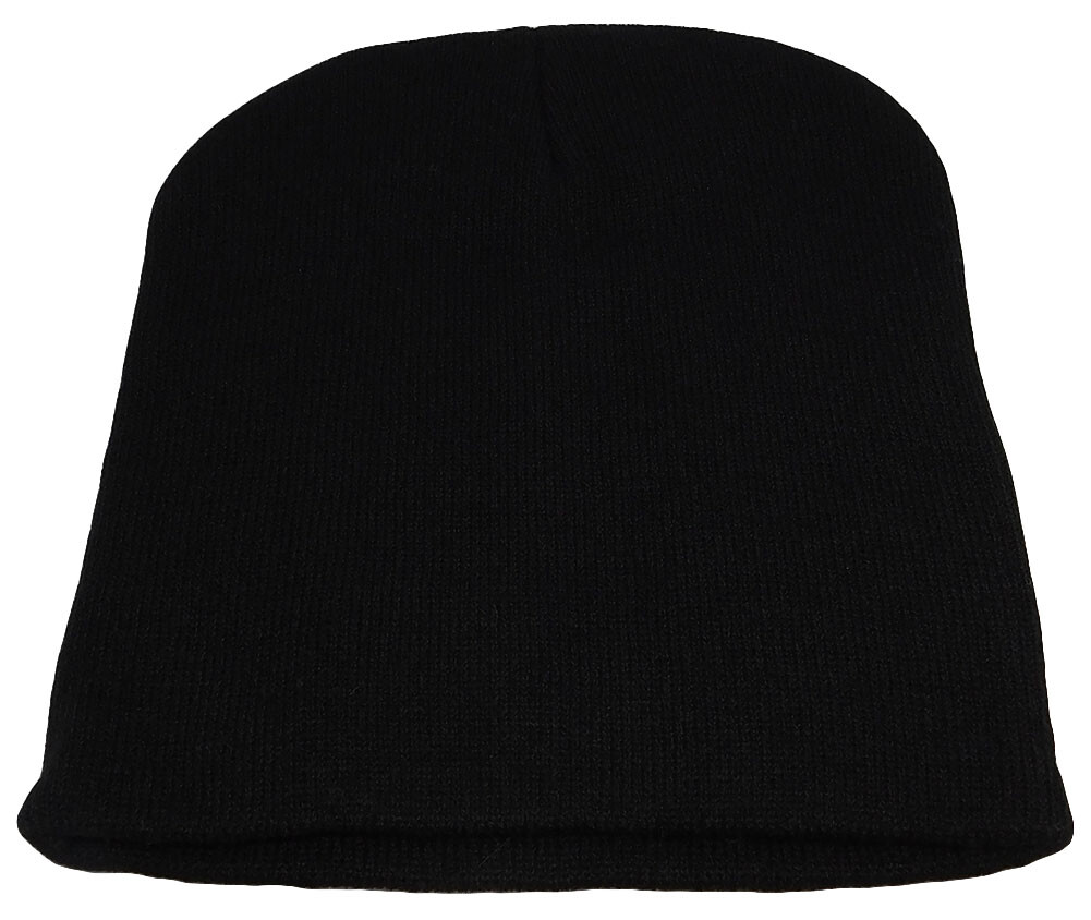 8″ USA SUBDUED Grey Gray & Black Patch Embroidered Black Knit Beanie Skull Cap