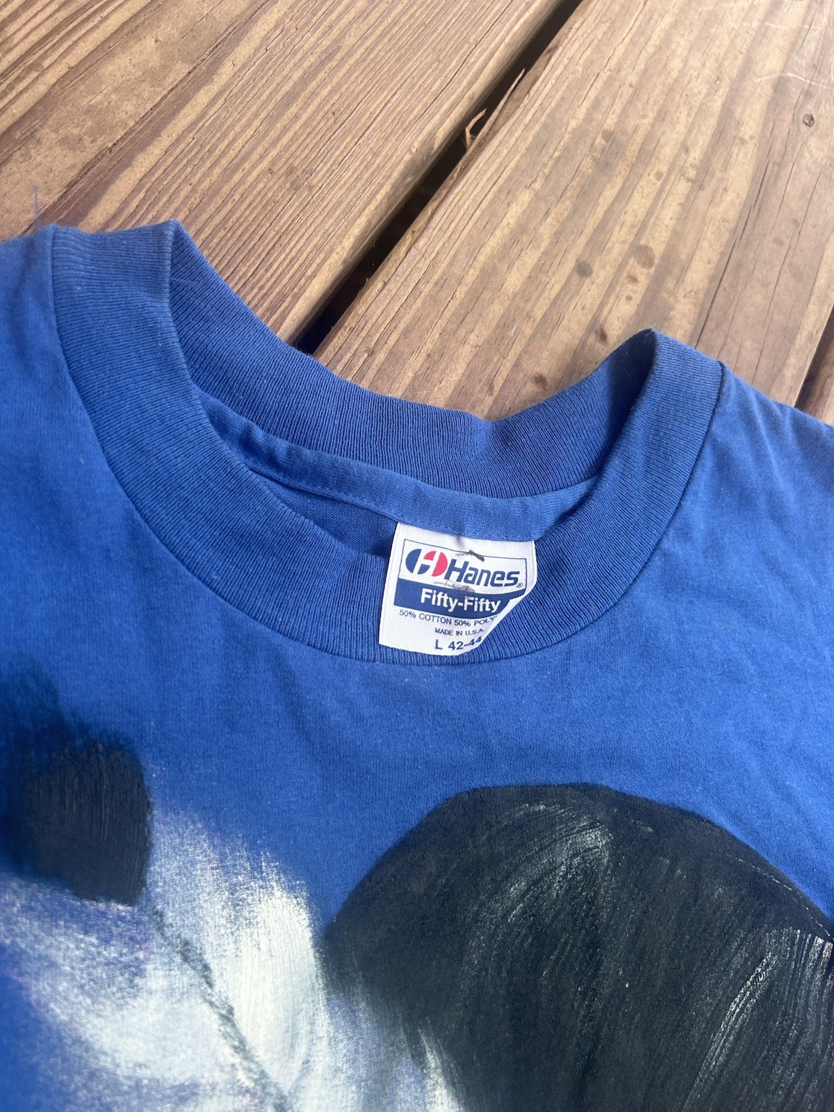 Native American Hand Painted 90s Blue Shirt Size Large Single Stitch