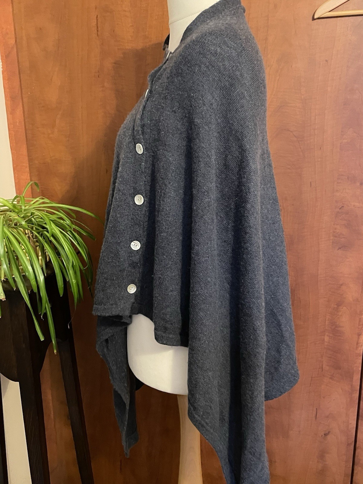 cashmere poncho cape Blue Grey Spring Evening Cosy Soft Lux One Size From Nepal