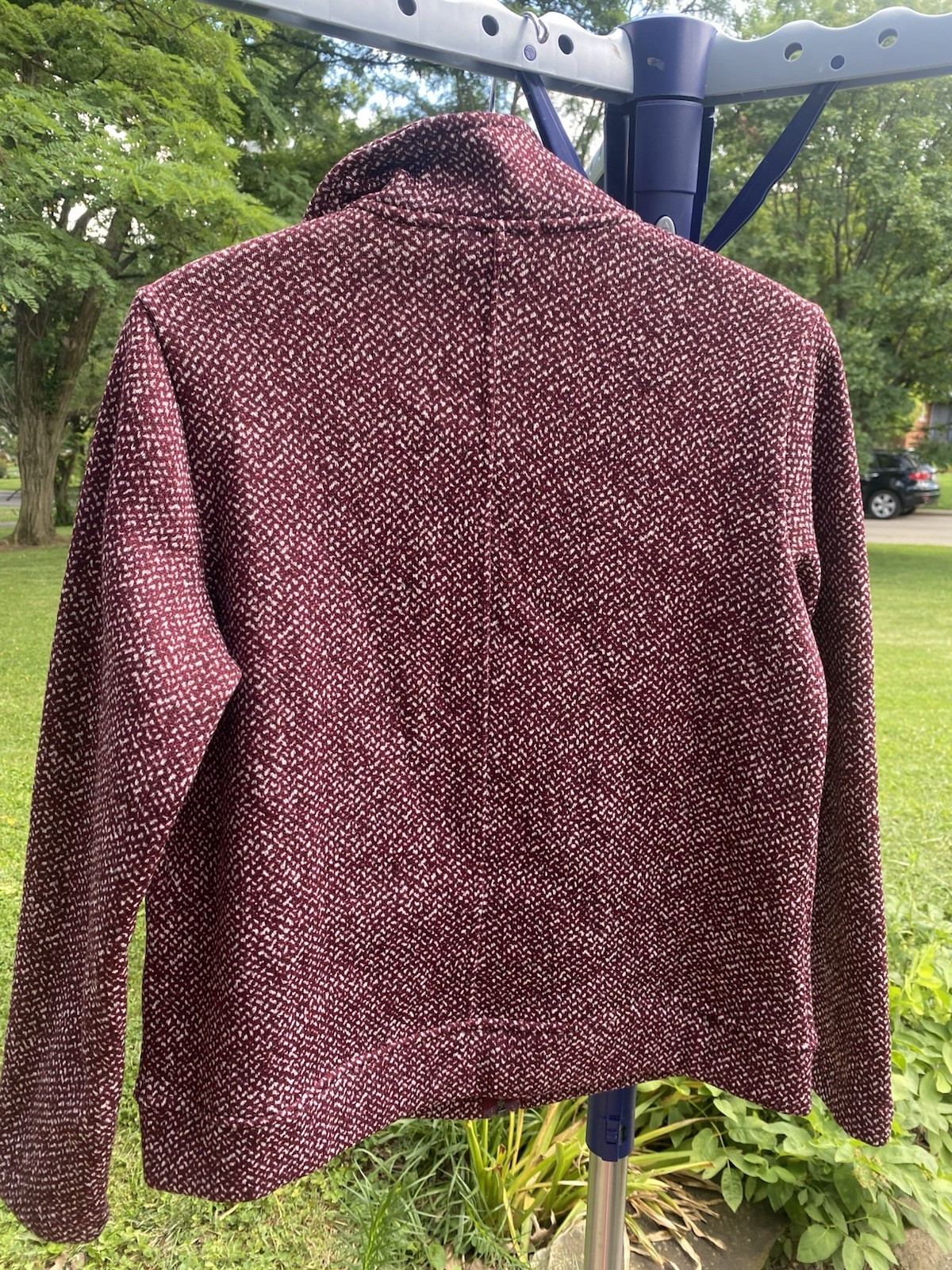 Women’s Lands’ End WR Fleece Funnel jacket Deep Claret Size Small Zipper Pockets