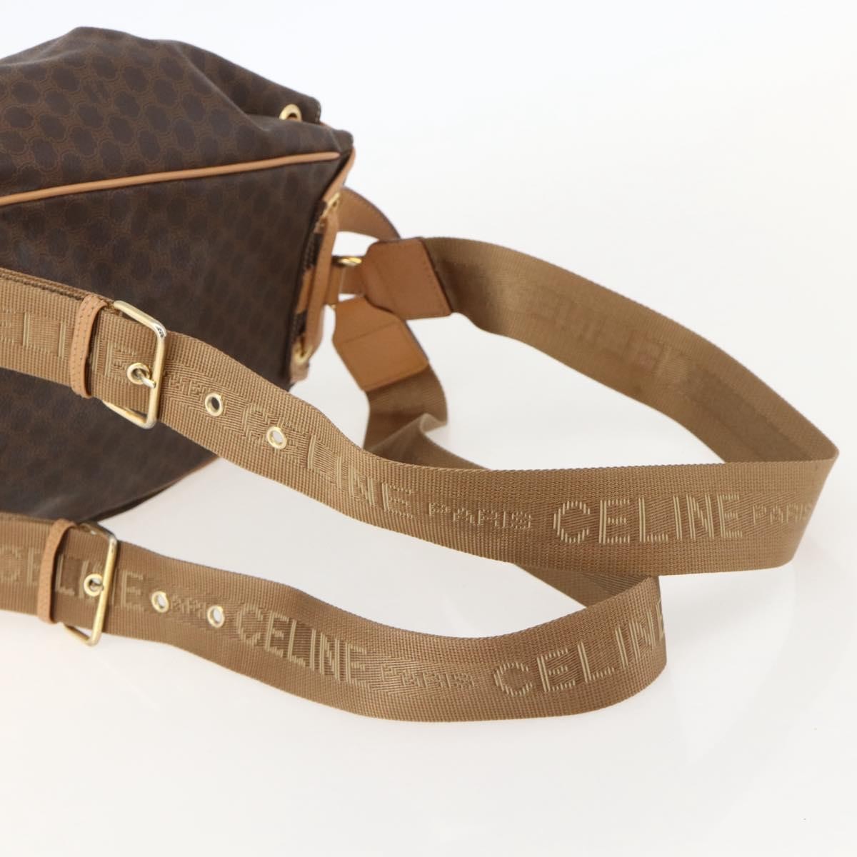 CELINE Macadam Canvas Backpack PVC Leather Brown Gold Auth am11330A