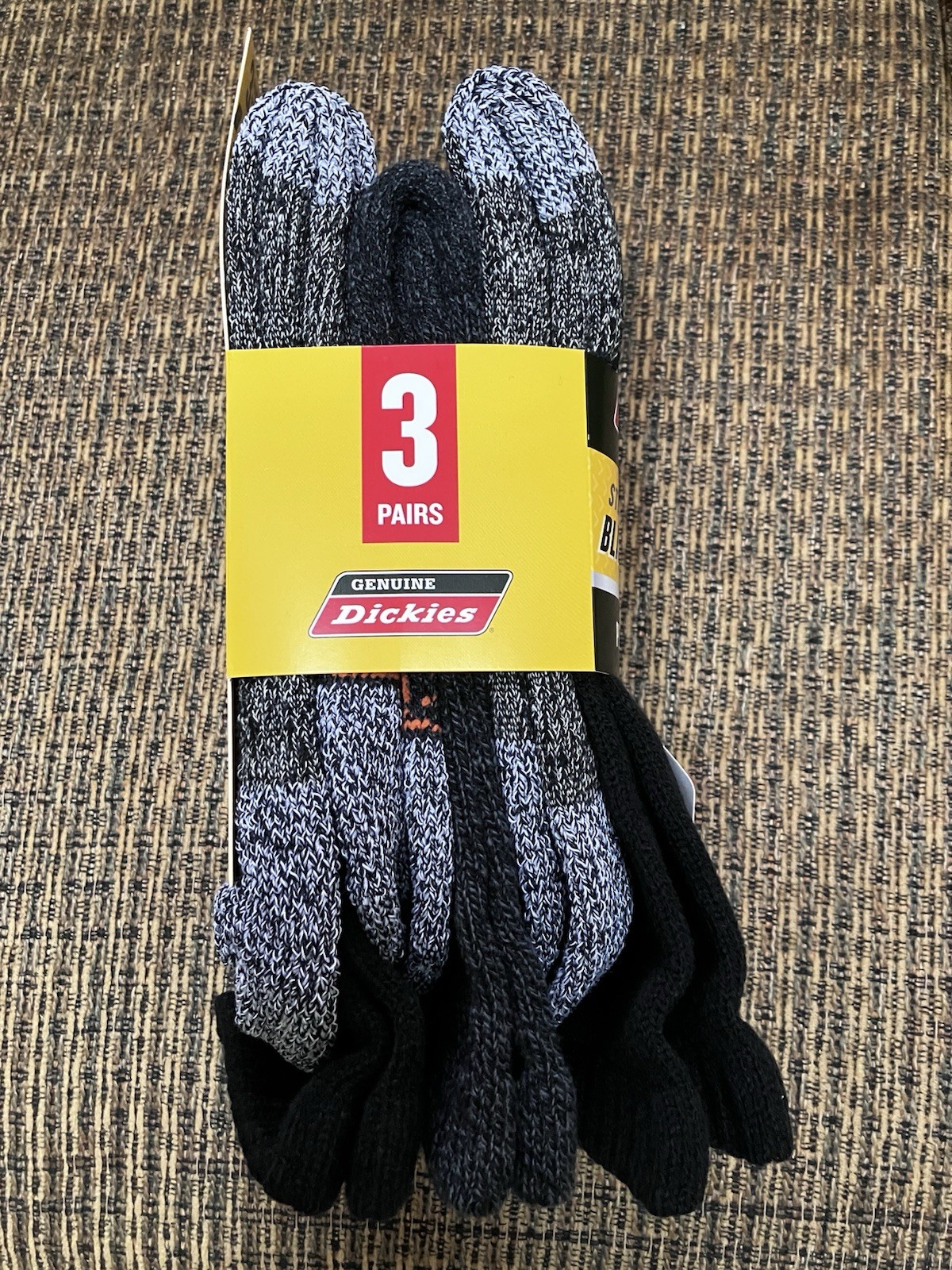 New 3 Pair Dickies Steel Toe Crew Performance Work Socks Nano Glide BLACK Sz6-12