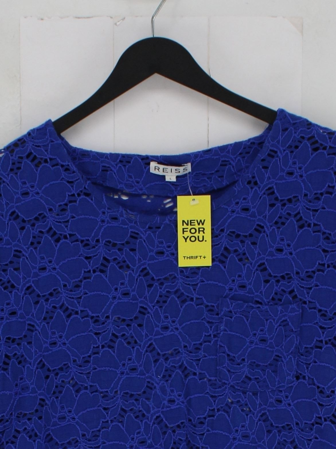 Reiss Women’s Top L Blue Cotton with Nylon, Elastane Basic
