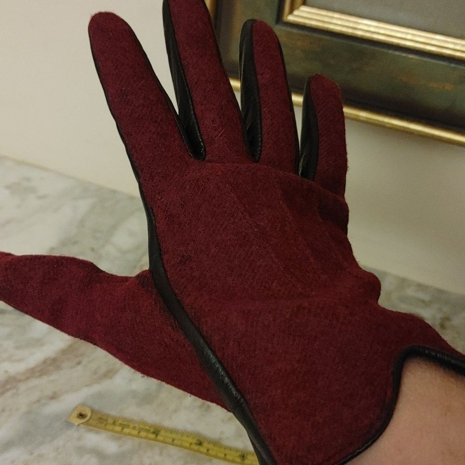 Vintage Eddie Bauer Wool and Leather Gloves Size L